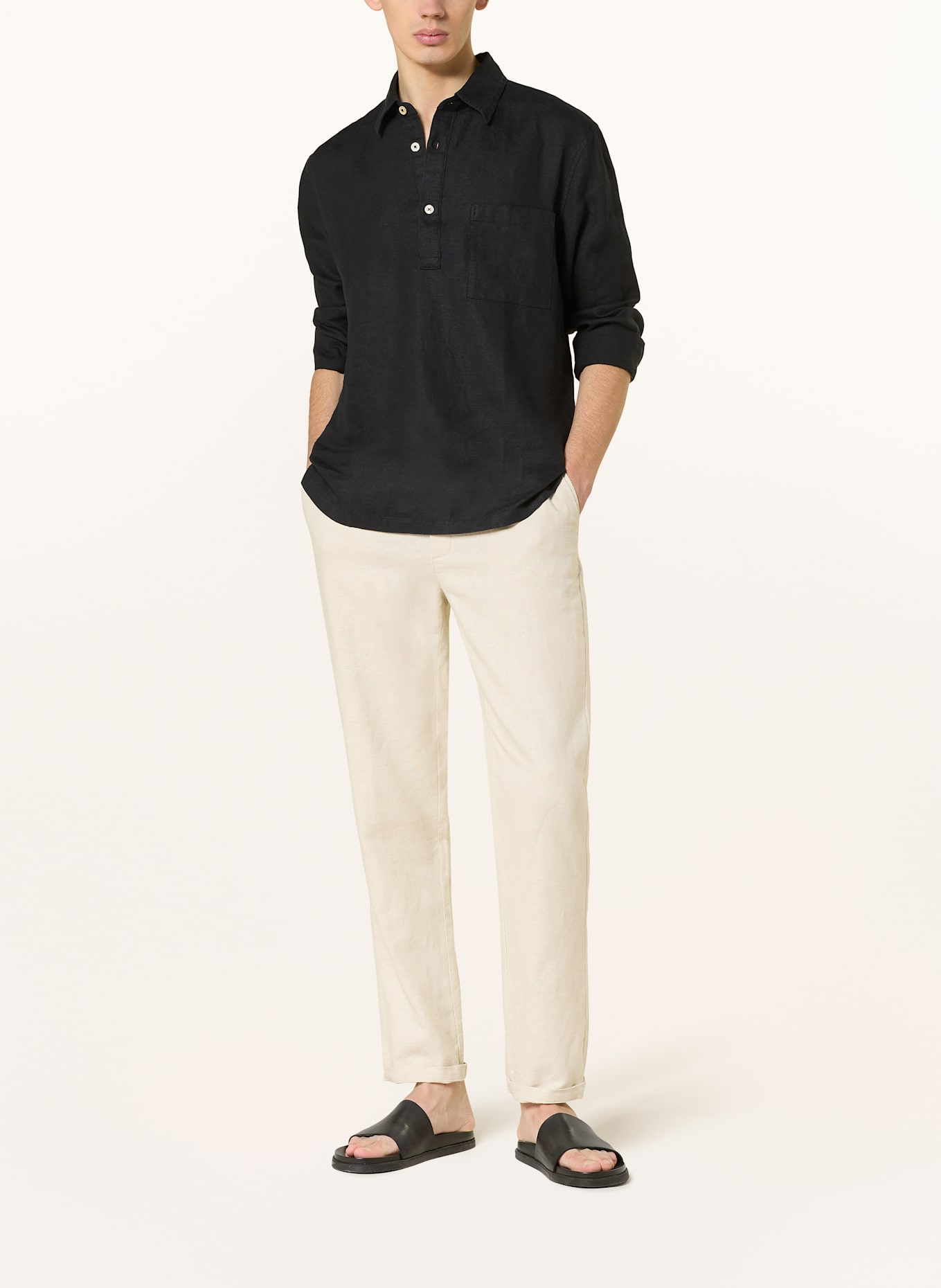 Marc O'Polo Linen shirt regular fit: BLACK