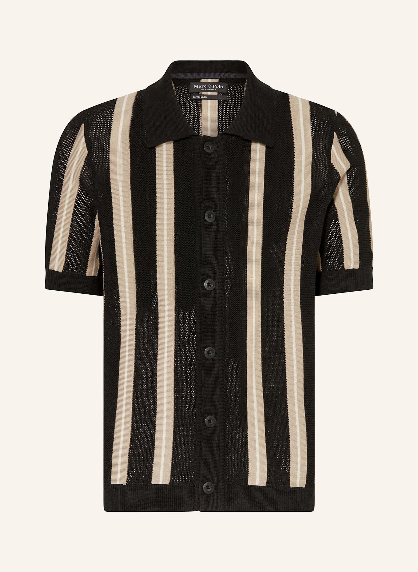 Marc O'Polo Strickhemd Regular Fit: SCHWARZ / BEIGE