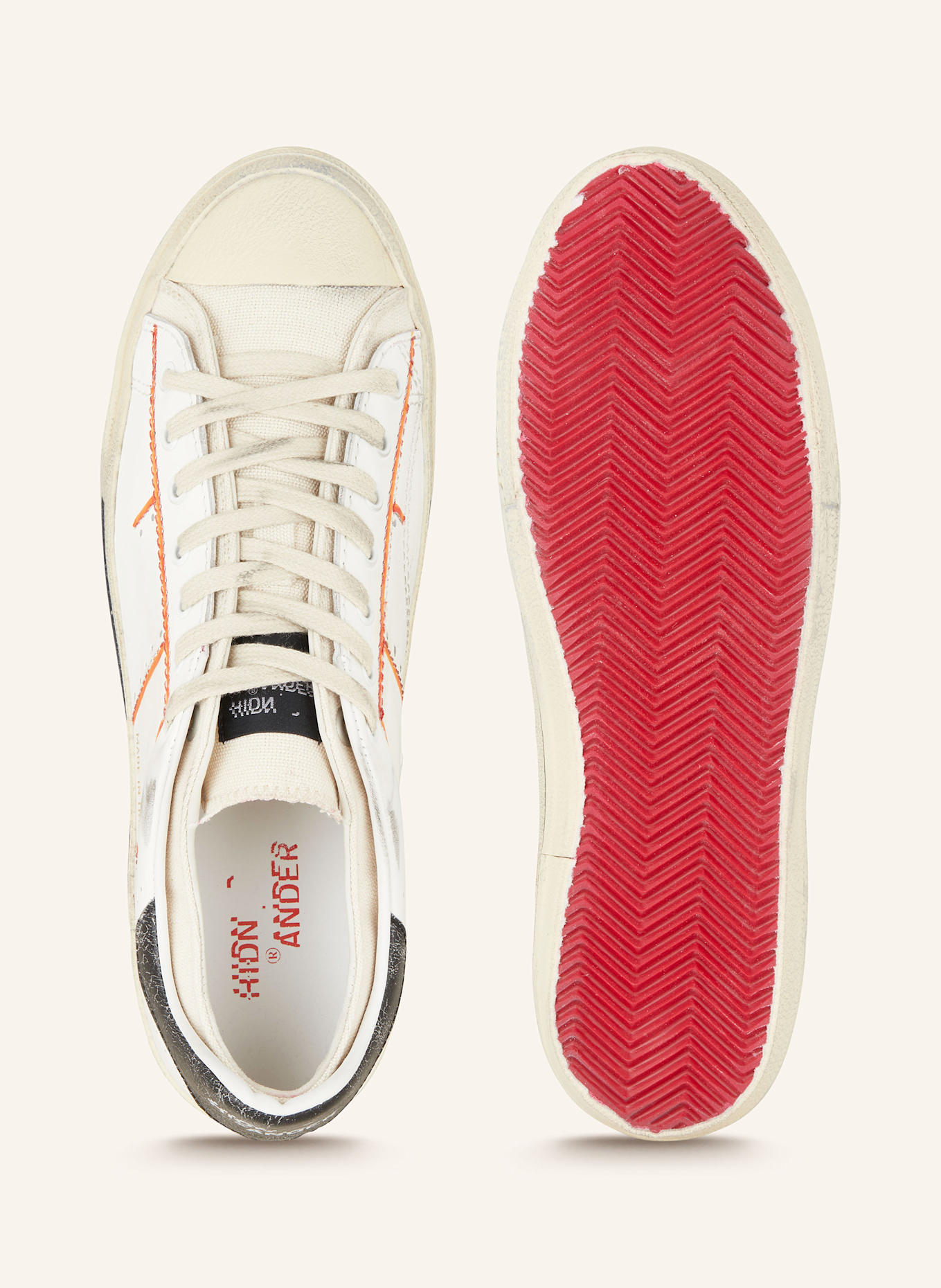 HIDN-ANDER Sneaker STARLESS LOW: WEISS / ROT / CREME
