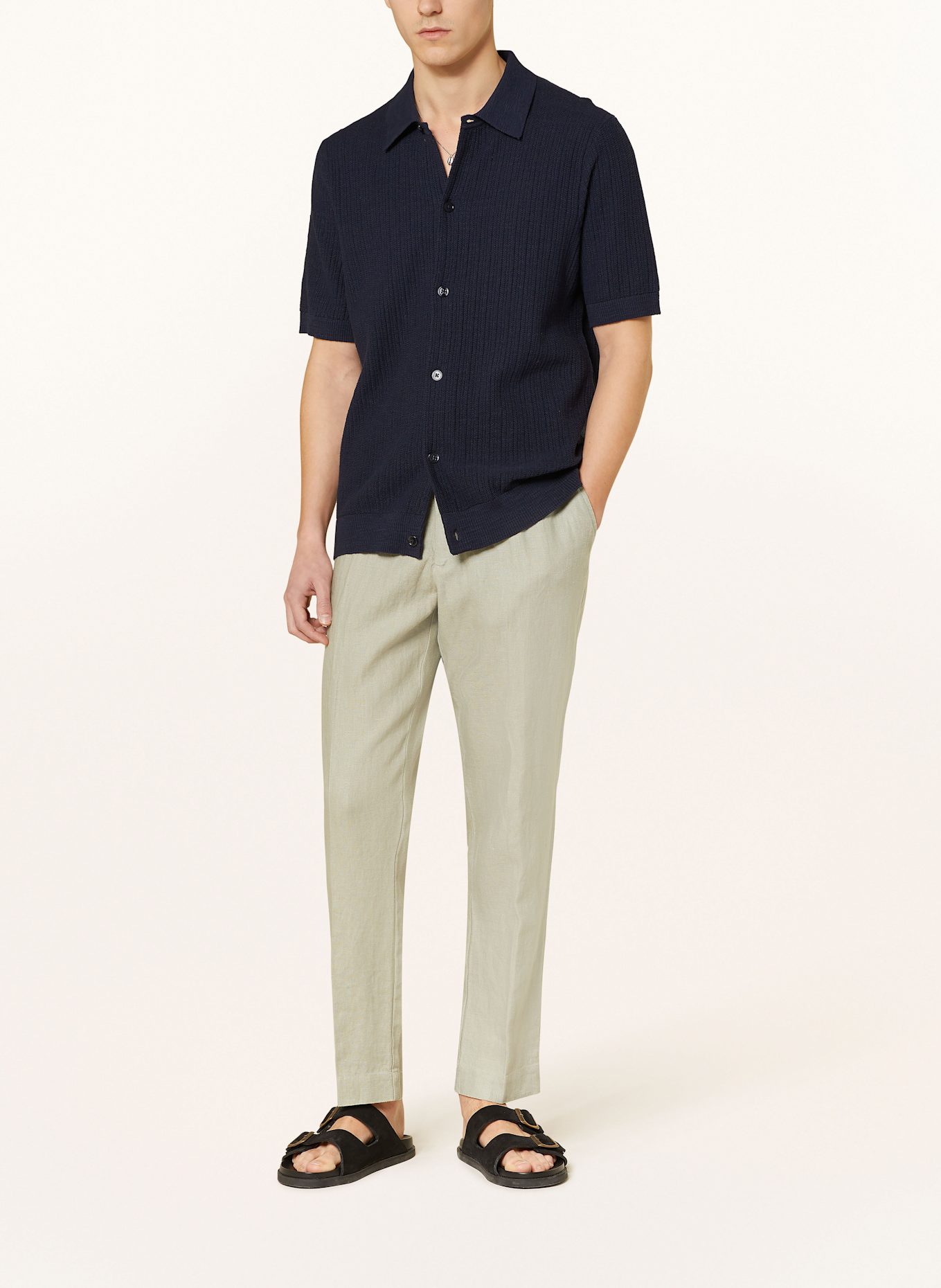 NN.07 Lněné kalhoty BILLIE Regular Fit: SVĚTLE ZELENÁ