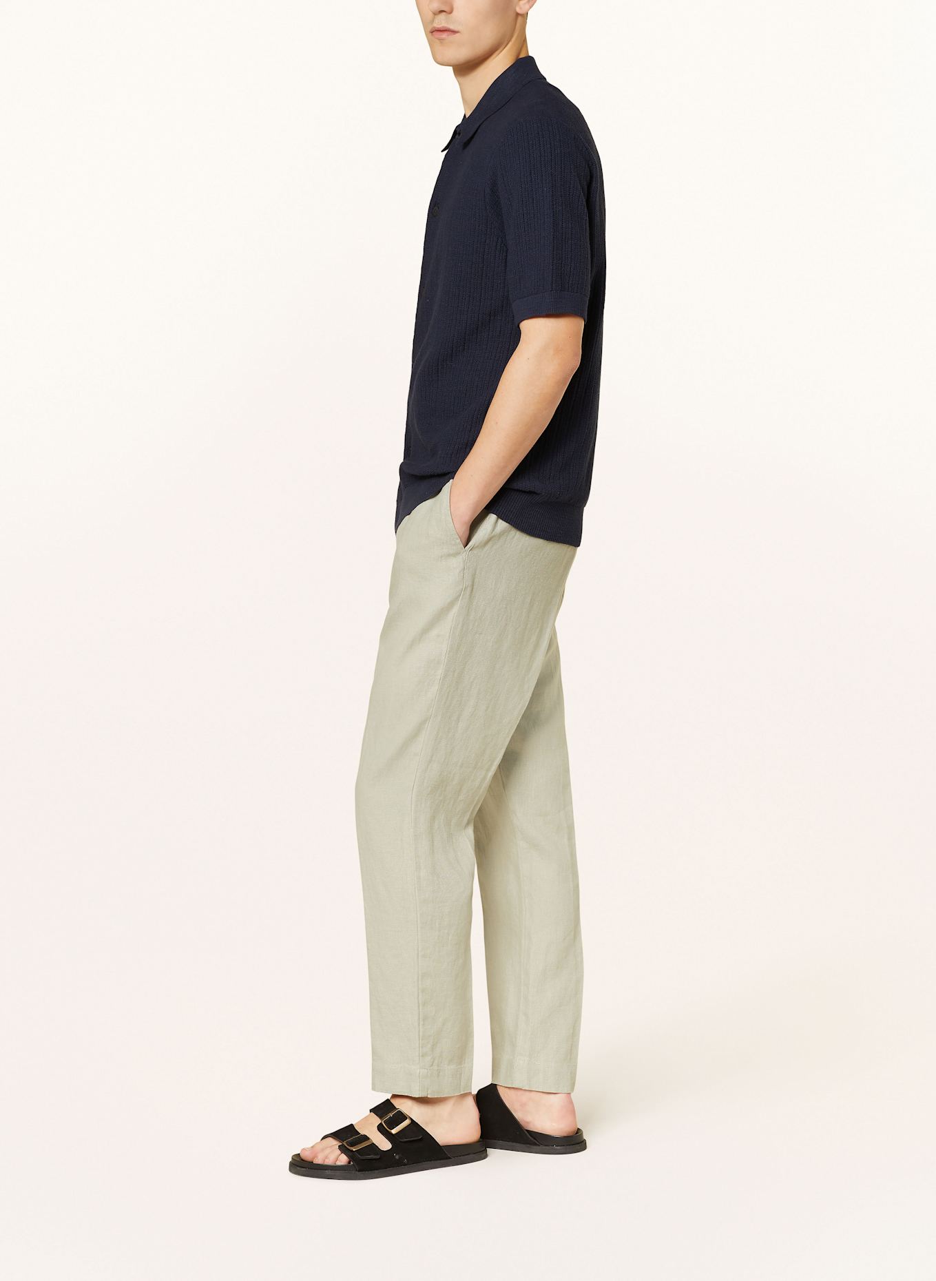 NN.07 Lněné kalhoty BILLIE Regular Fit: SVĚTLE ZELENÁ
