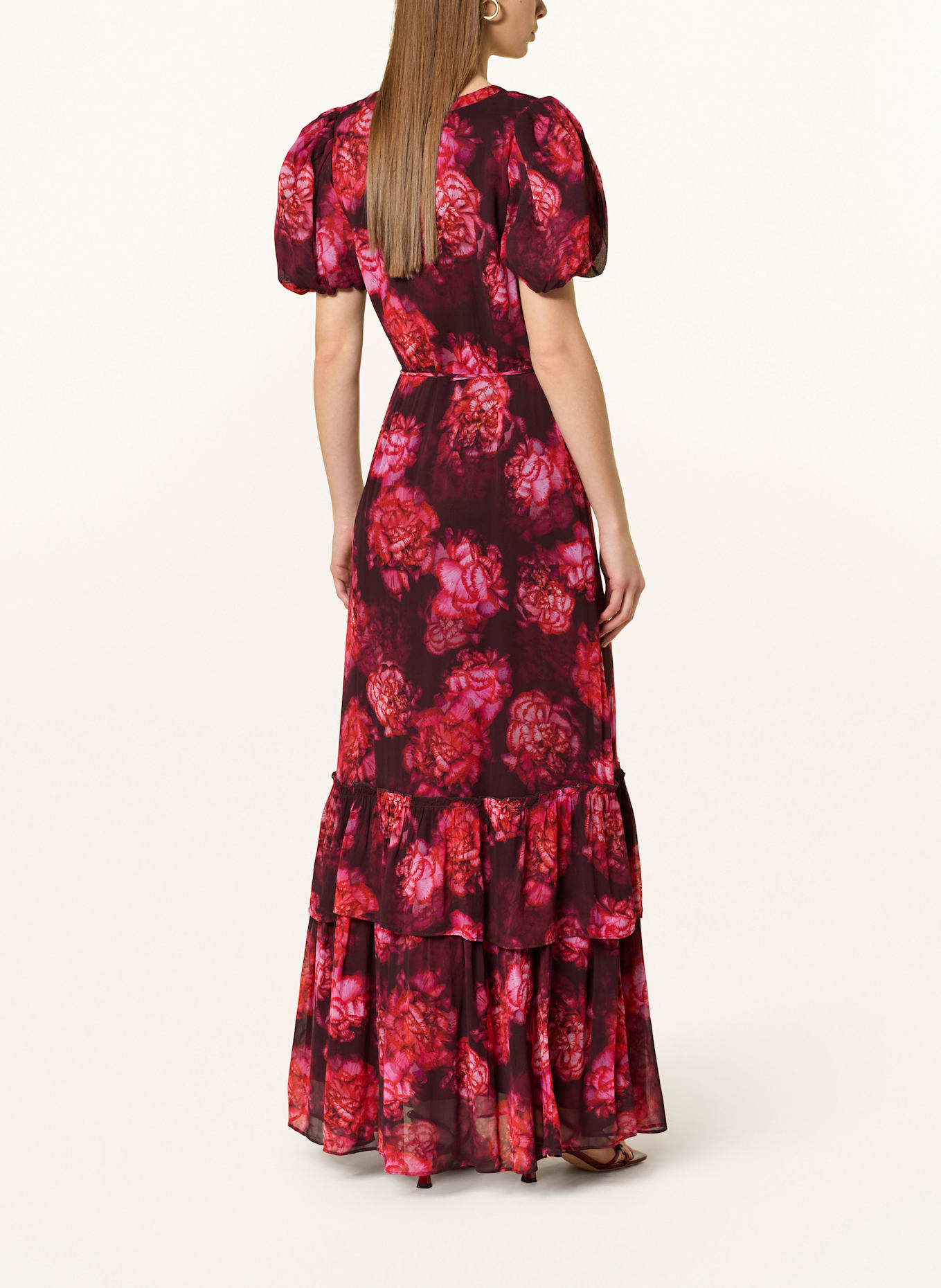 Phase Eight AMARIS dress with ruffles: DARK RED/ RED