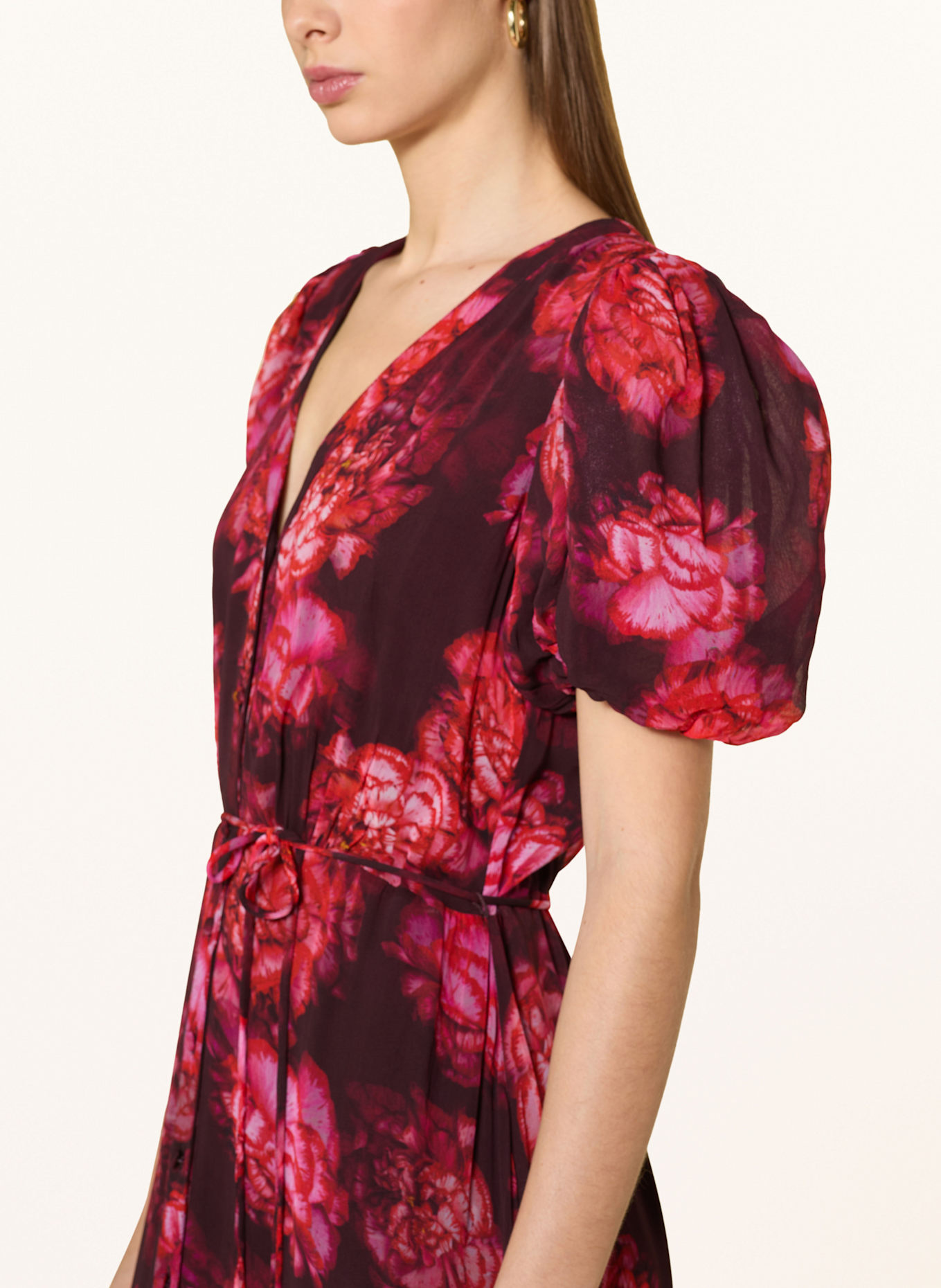 Phase Eight AMARIS dress with ruffles: DARK RED/ RED