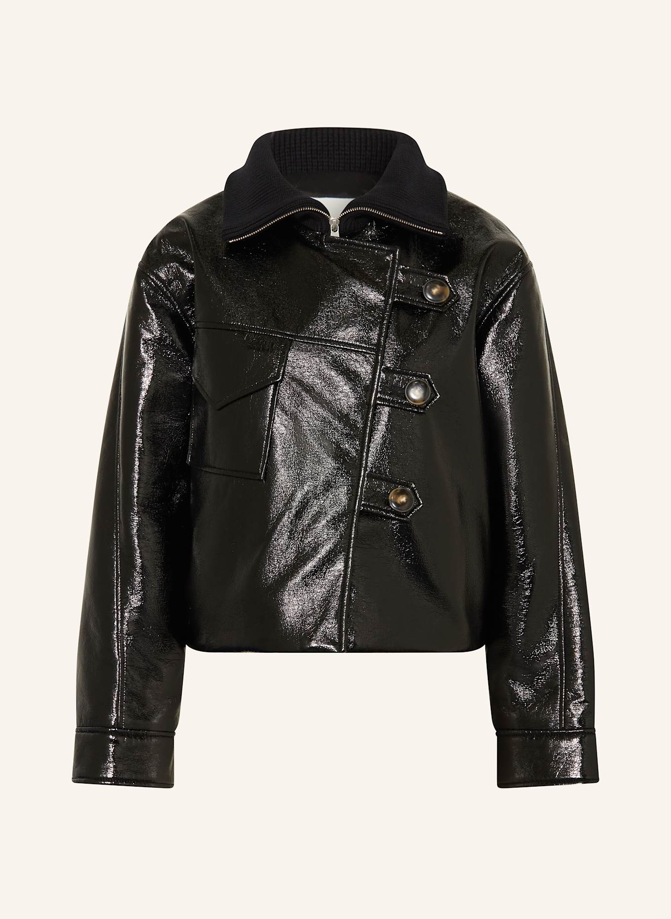 ba&sh Bunda MORINA v koženém vzhledu: ČERNÁ