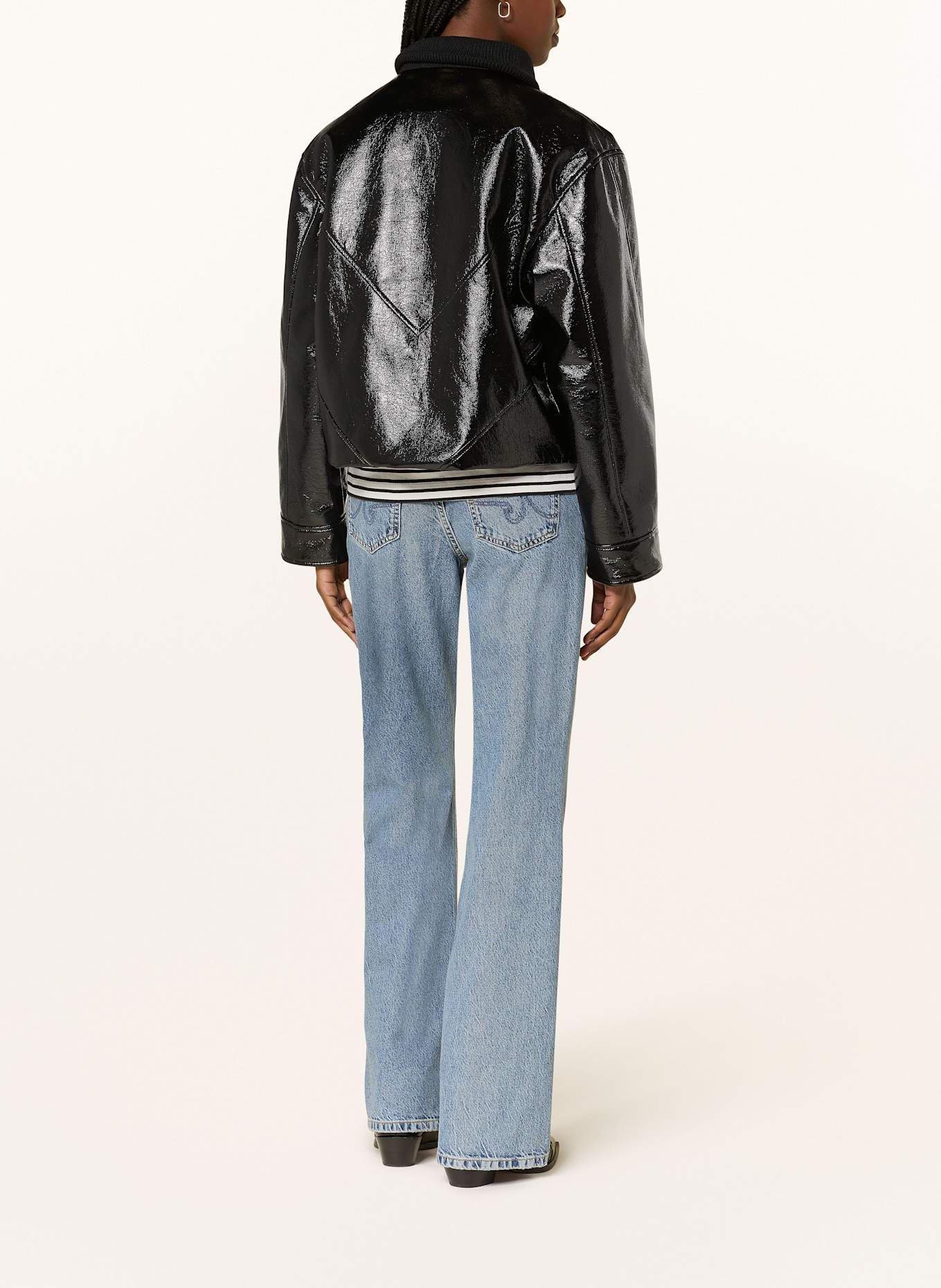 ba&sh Bunda MORINA v koženém vzhledu: ČERNÁ