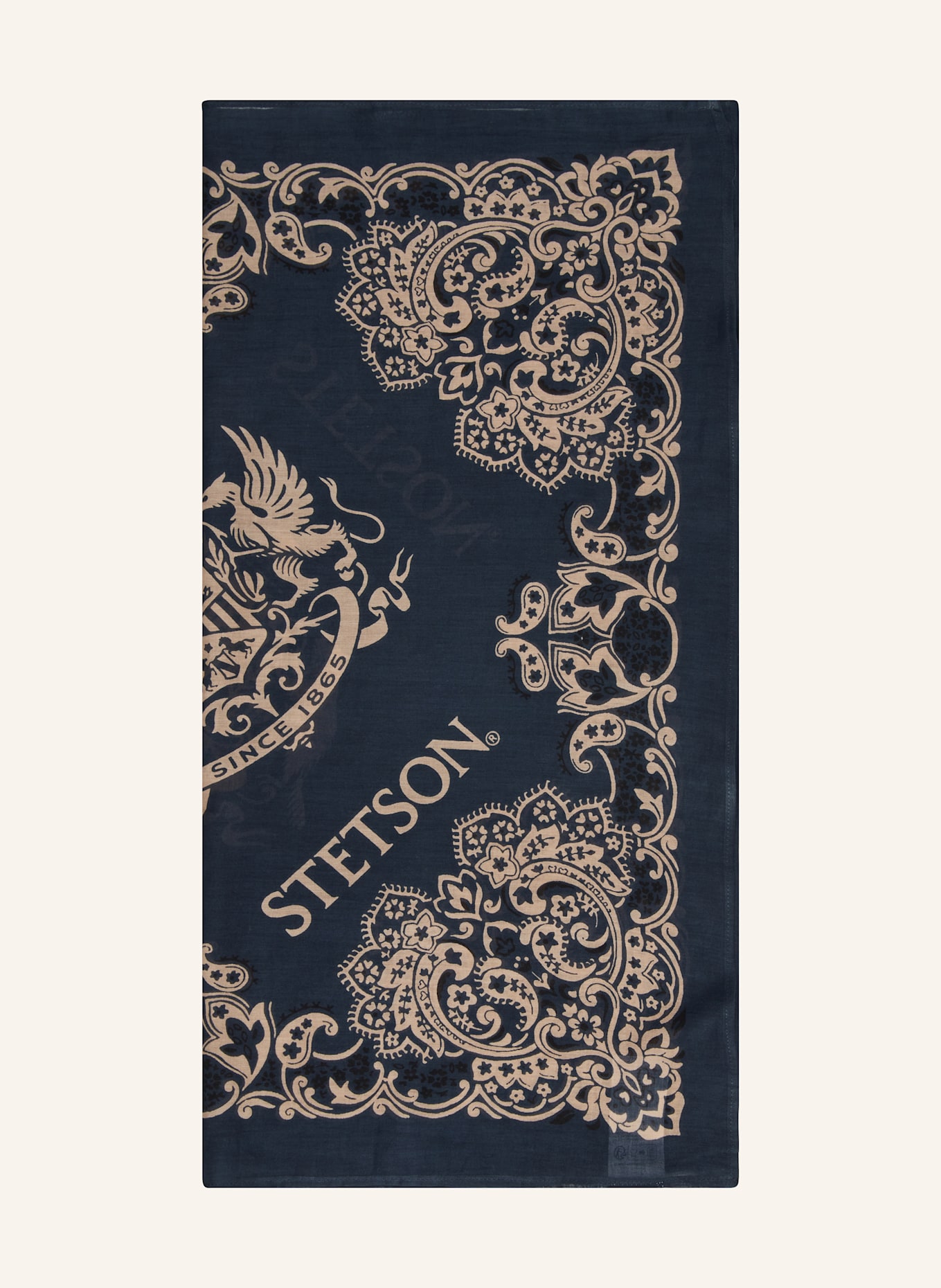 STETSON Šátek: BÉŽOVÁ / TMAVĚ MODRÁ