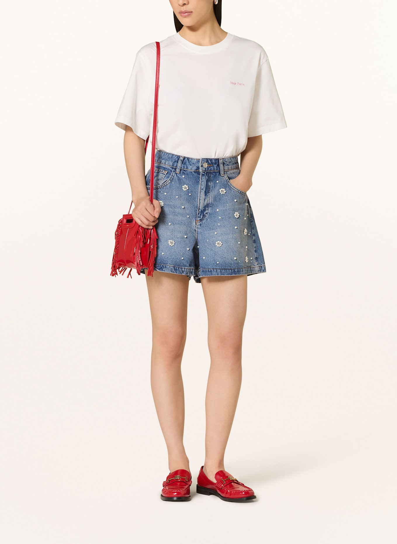 maje Jeansshorts mit Schmucksteinen: 0201 BLUE