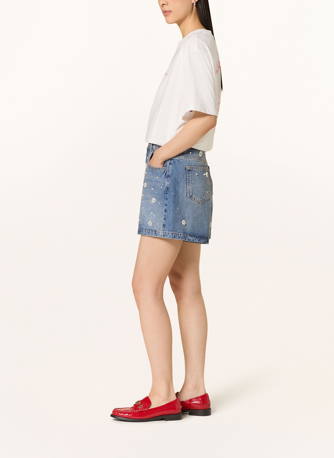 maje Jeansshorts mit Schmucksteinen: 0201 BLUE