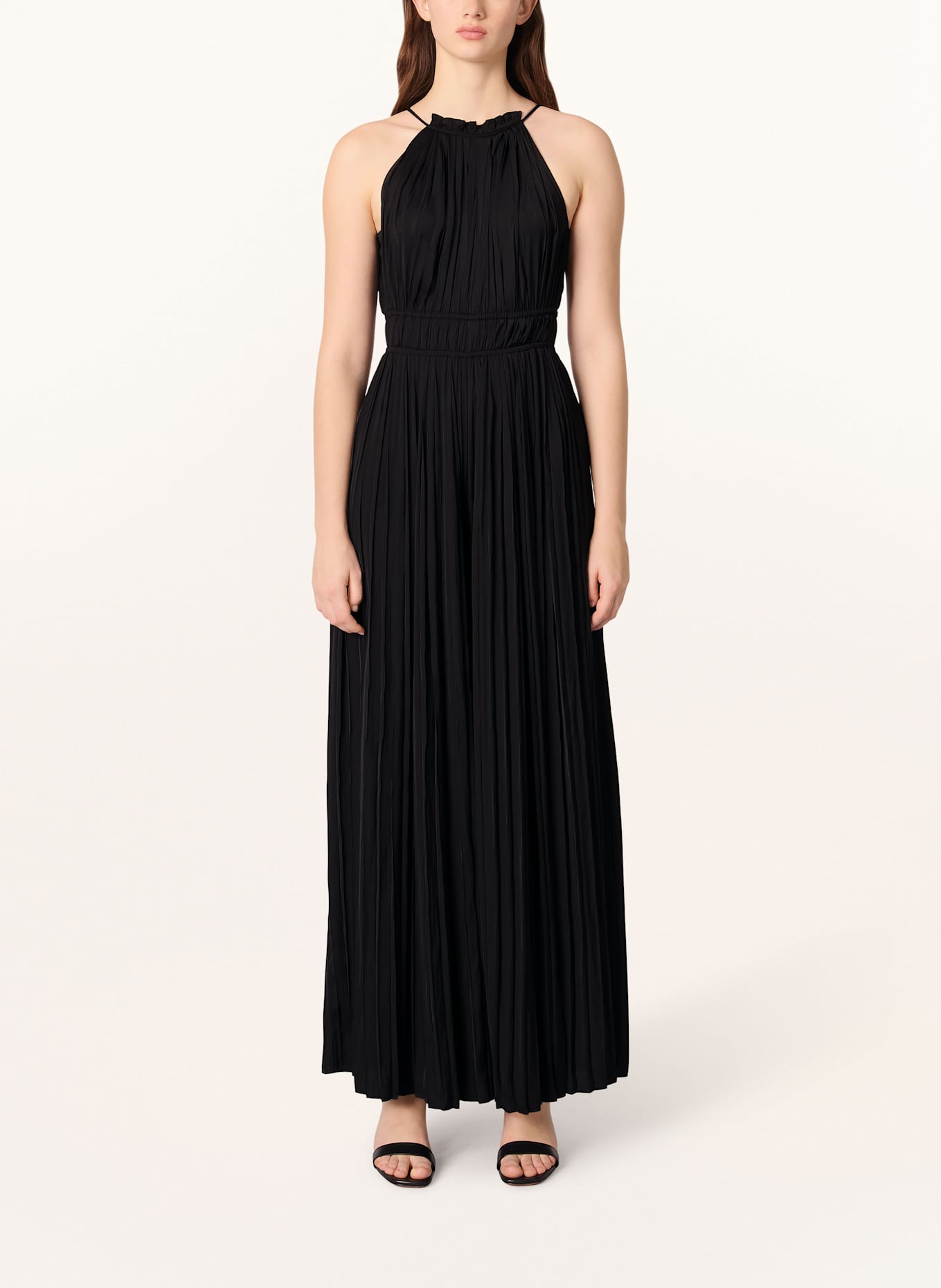 maje Jumpsuit mit Plissees und Cut-out: SCHWARZ