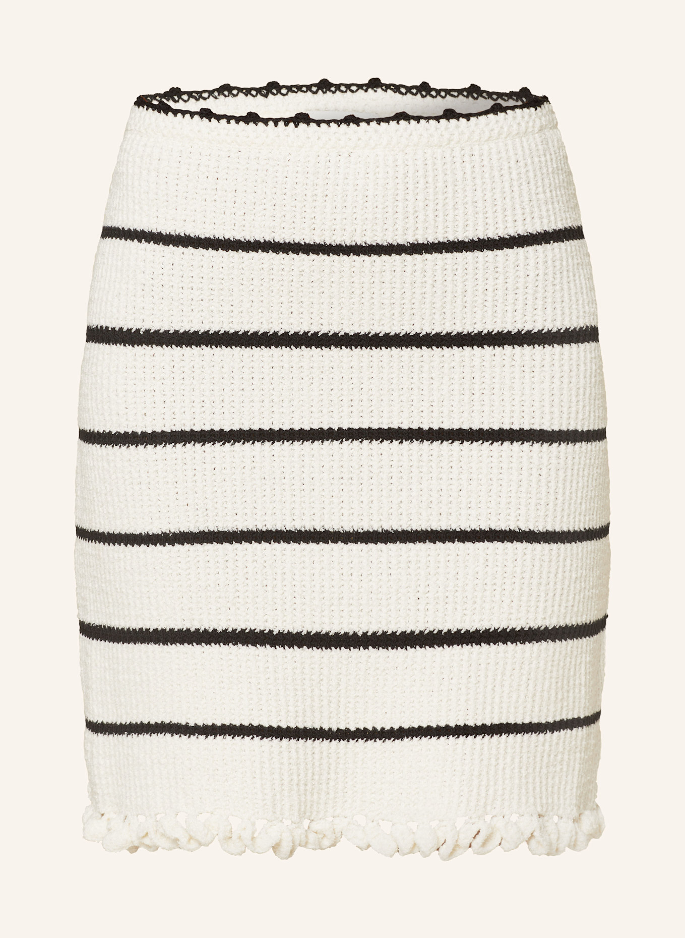 CLAUDIE PIERLOT Strickrock: ECRU/ SCHWARZ