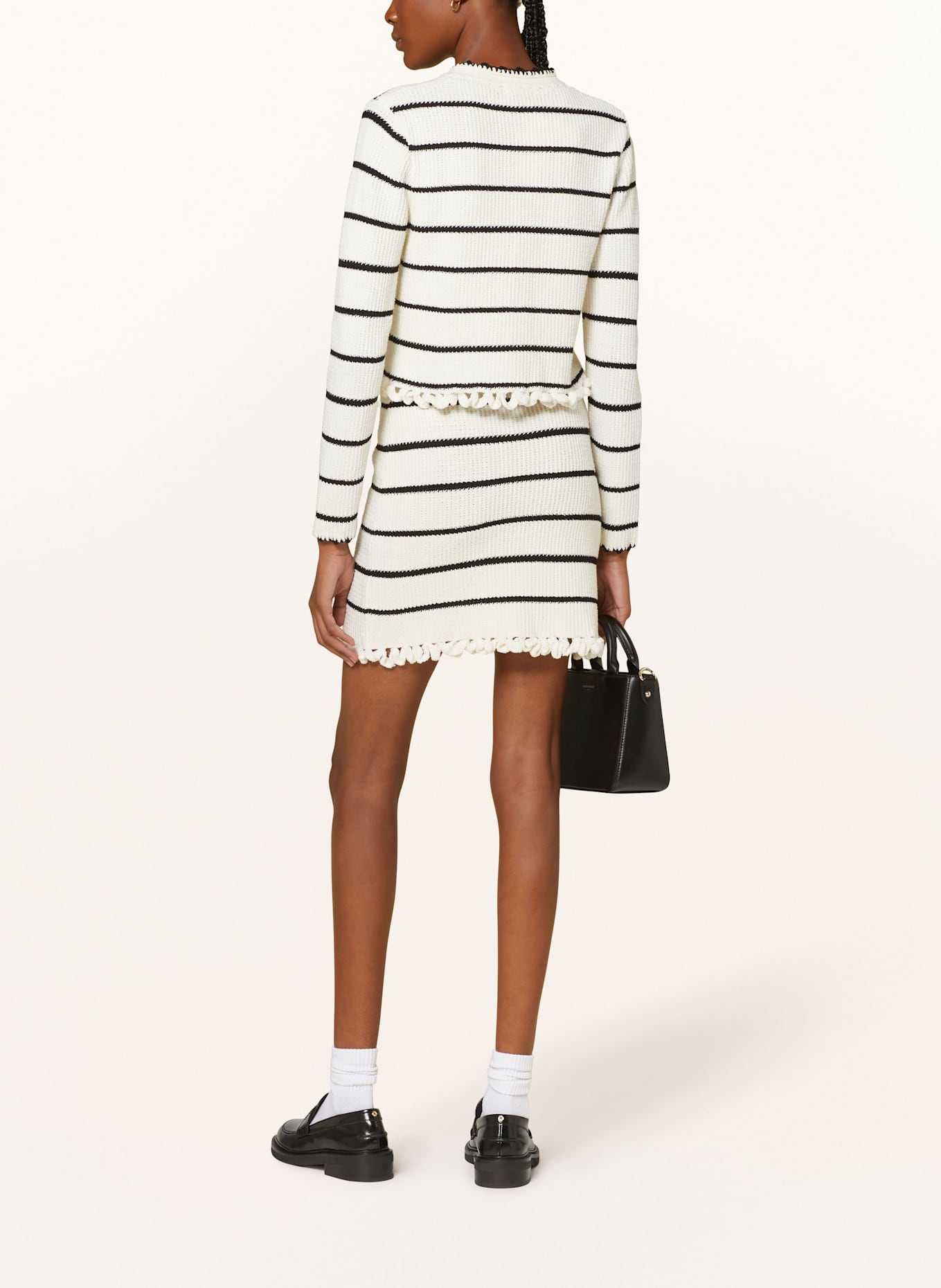 CLAUDIE PIERLOT Strickrock: ECRU/ SCHWARZ