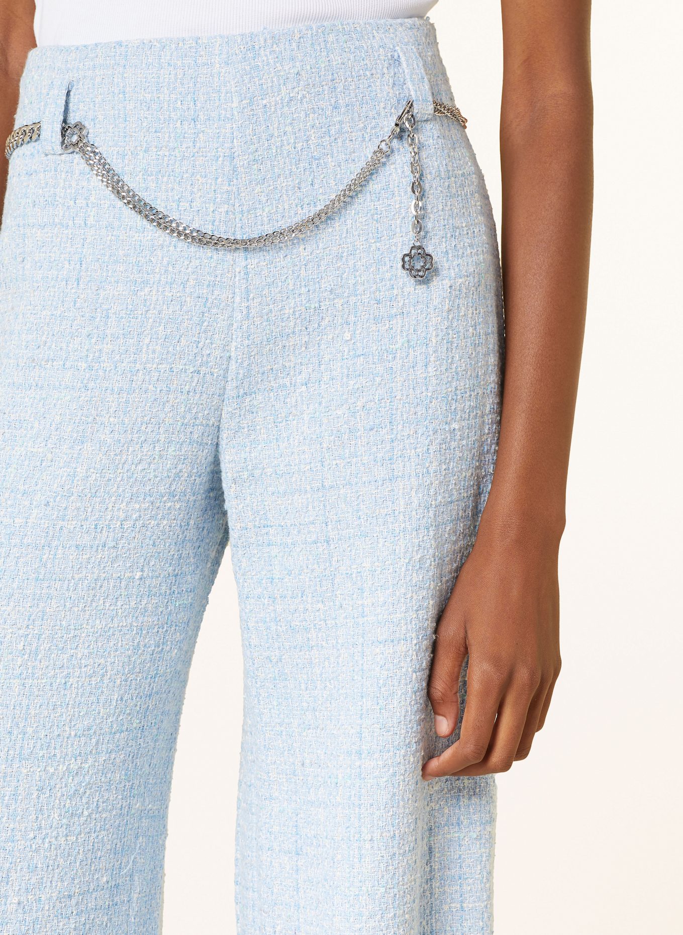 maje Marlenehose aus Tweed: HELLBLAU/ ECRU/ MINT