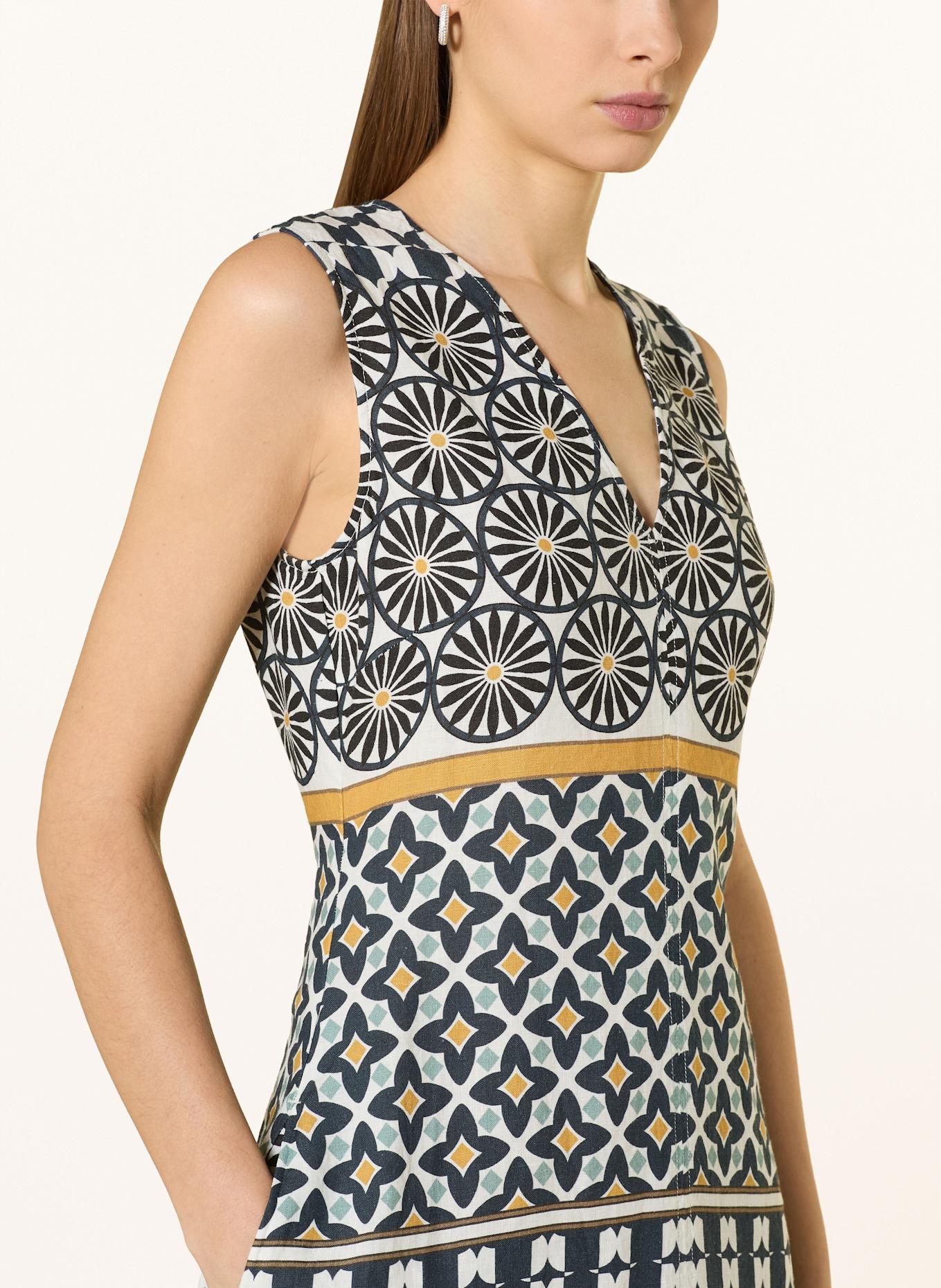 Marc O'Polo Leinenkleid: WEISS/ DUNKELBLAU/ DUNKELGELB