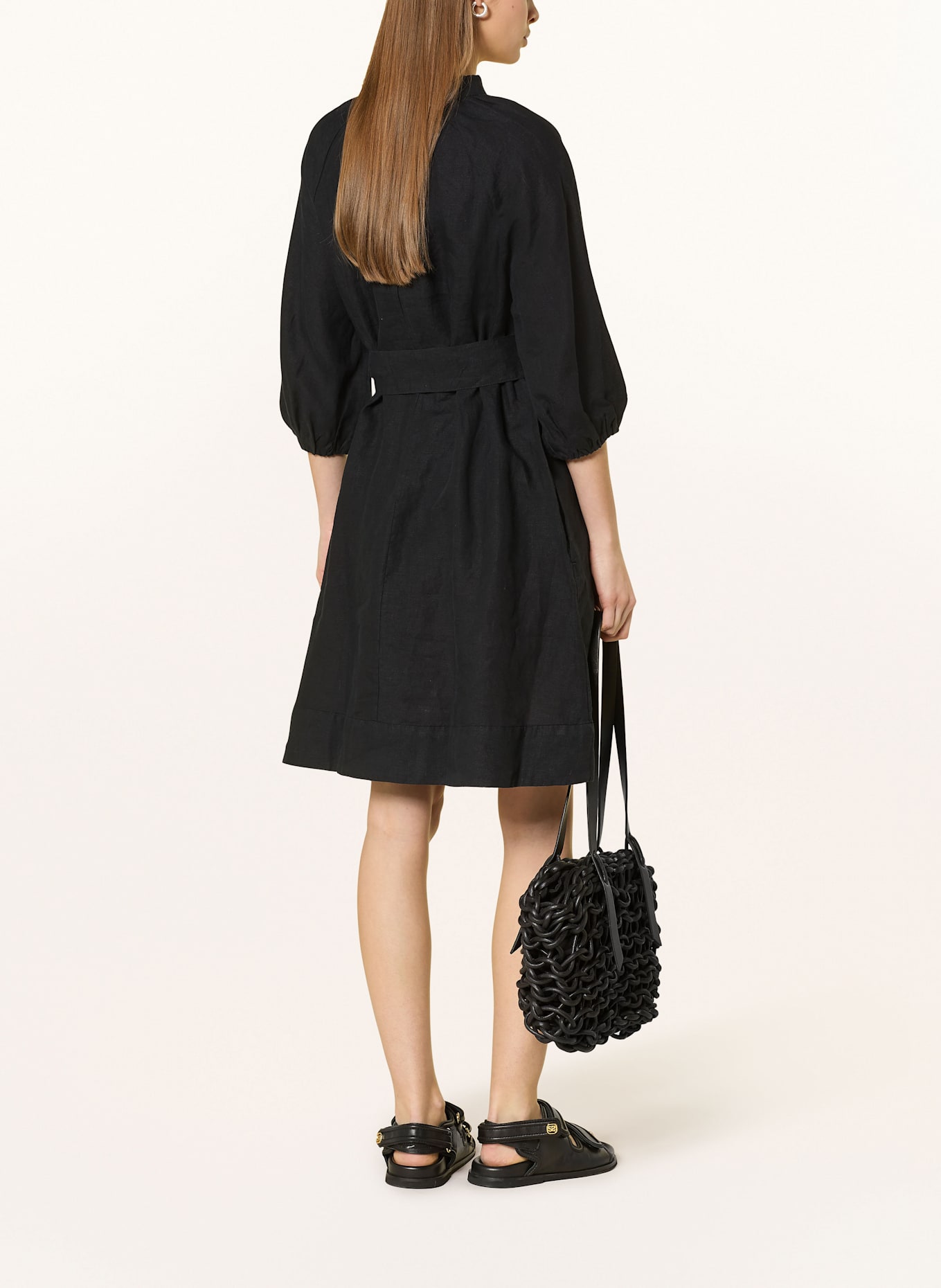 Marc O'Polo Leinenkleid mit 3/4-Arm: SCHWARZ