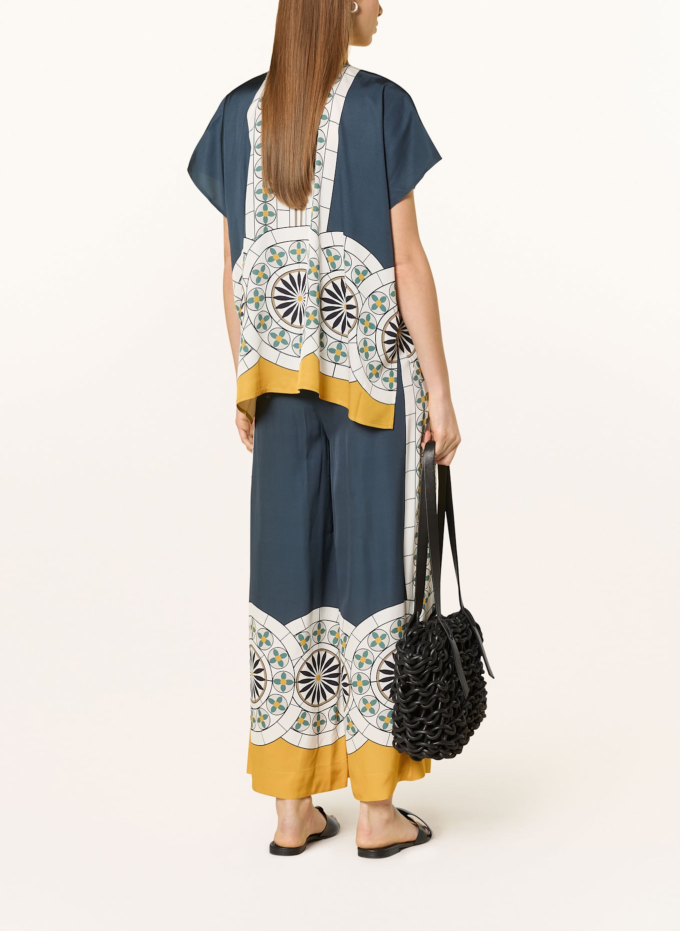 Marc O'Polo Oversized-Bluse: DUNKELGELB / DUNKELBLAU / WEISS