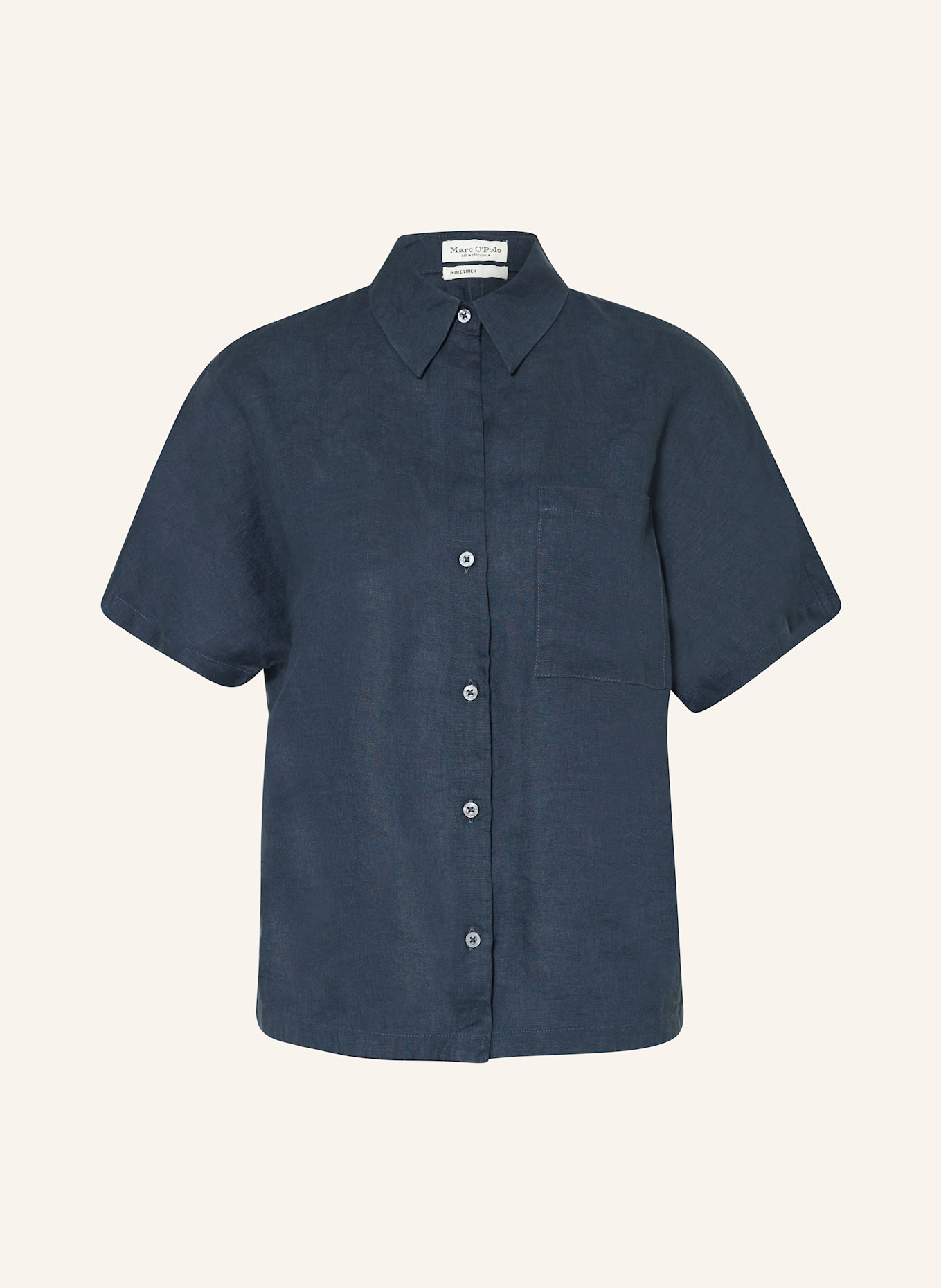 Marc O'Polo Hemdbluse aus Leinen: DUNKELBLAU