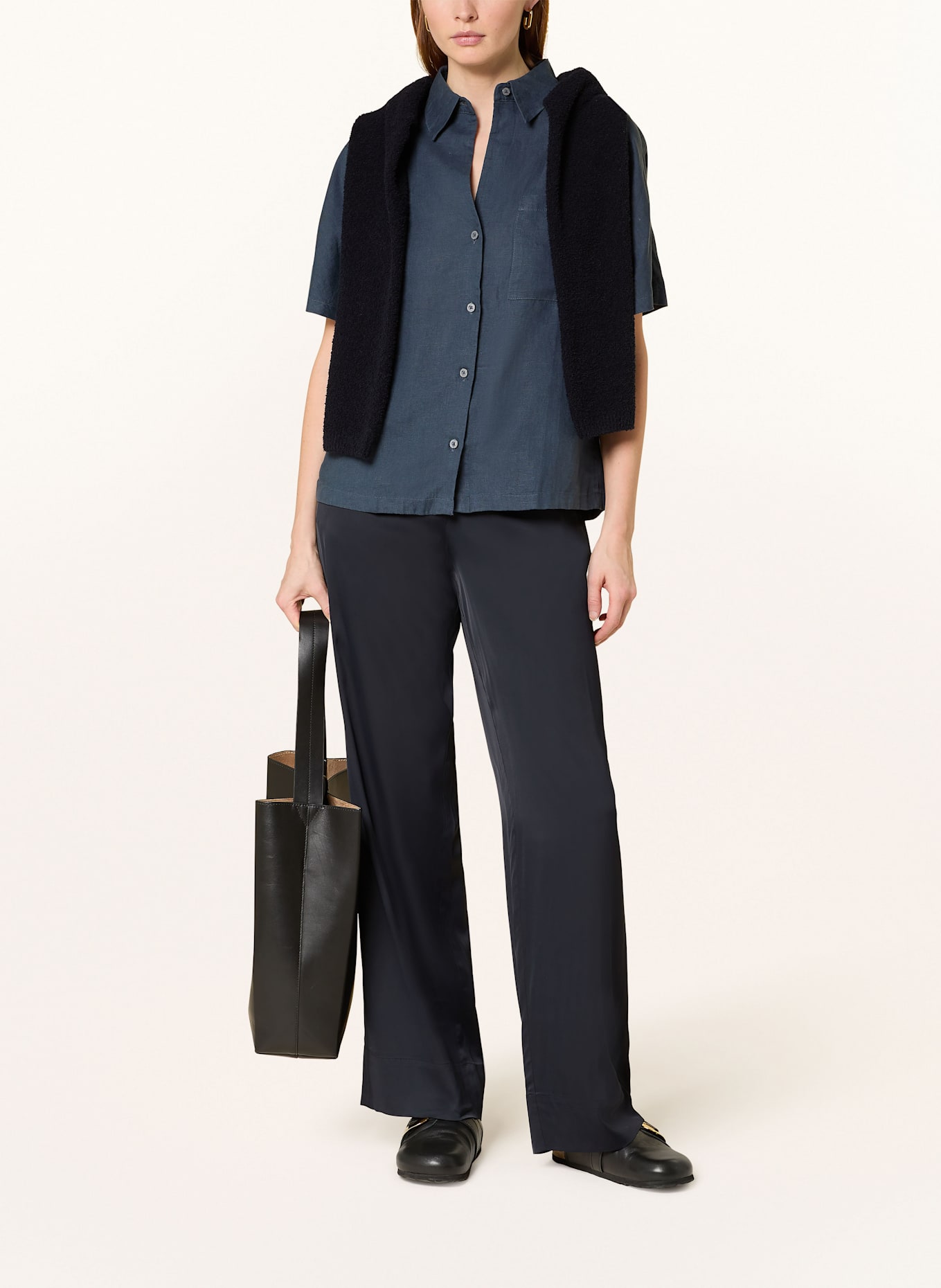 Marc O'Polo Hemdbluse aus Leinen: DUNKELBLAU