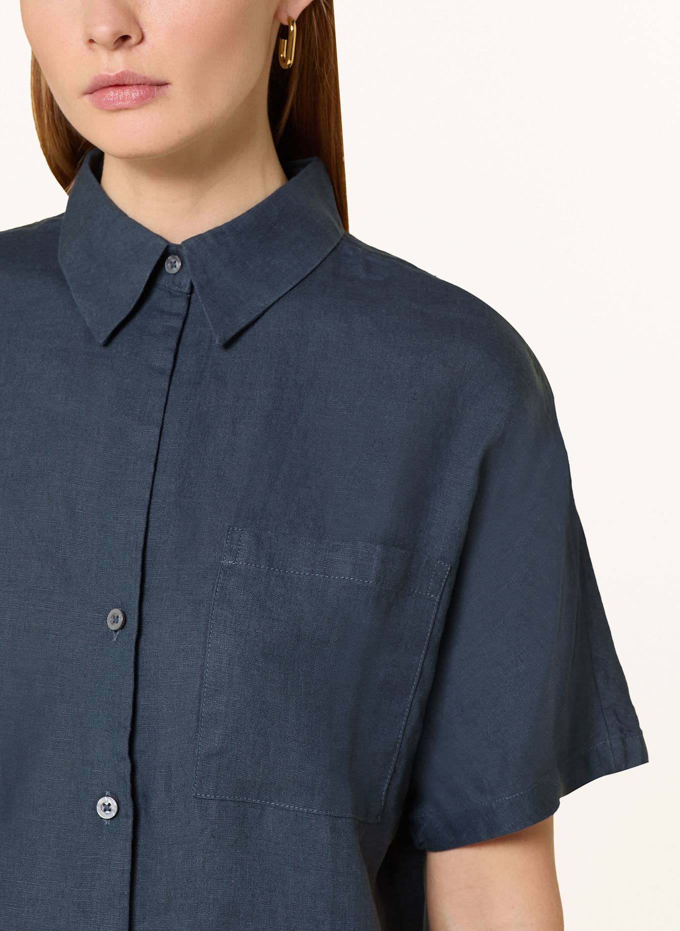 Marc O'Polo Hemdbluse aus Leinen: DUNKELBLAU