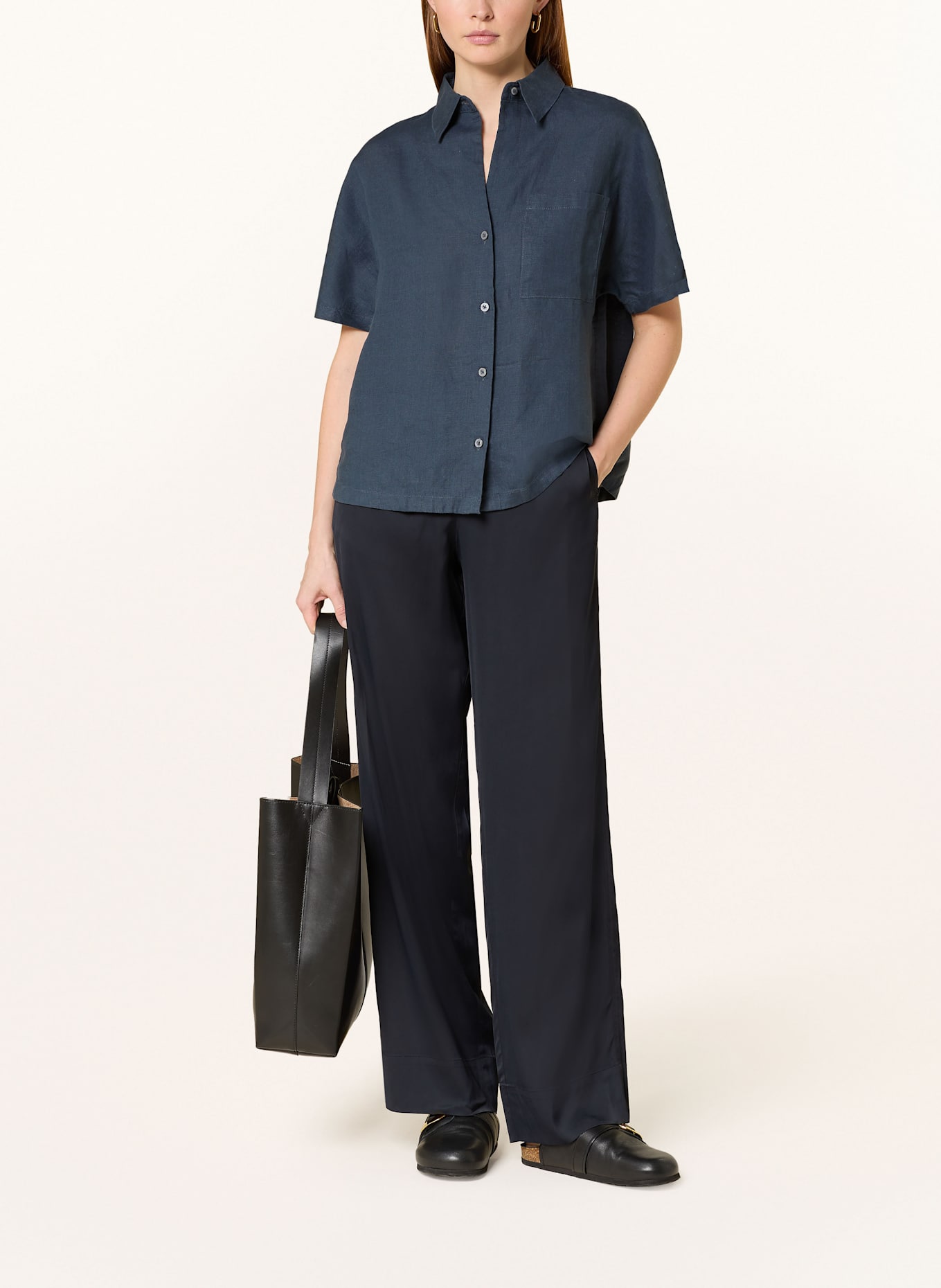 Marc O'Polo Hemdbluse aus Leinen: DUNKELBLAU