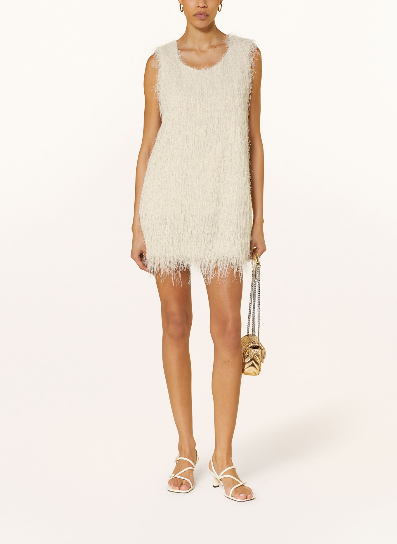 ELEH Kleid mit Fransen: WEISS