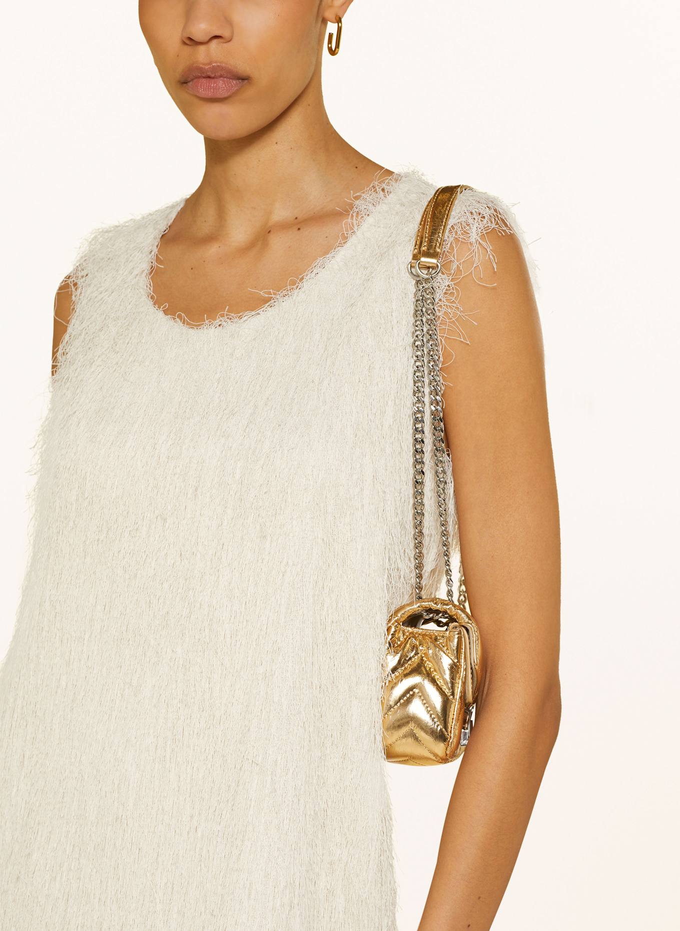 ELEH Kleid mit Fransen: WEISS