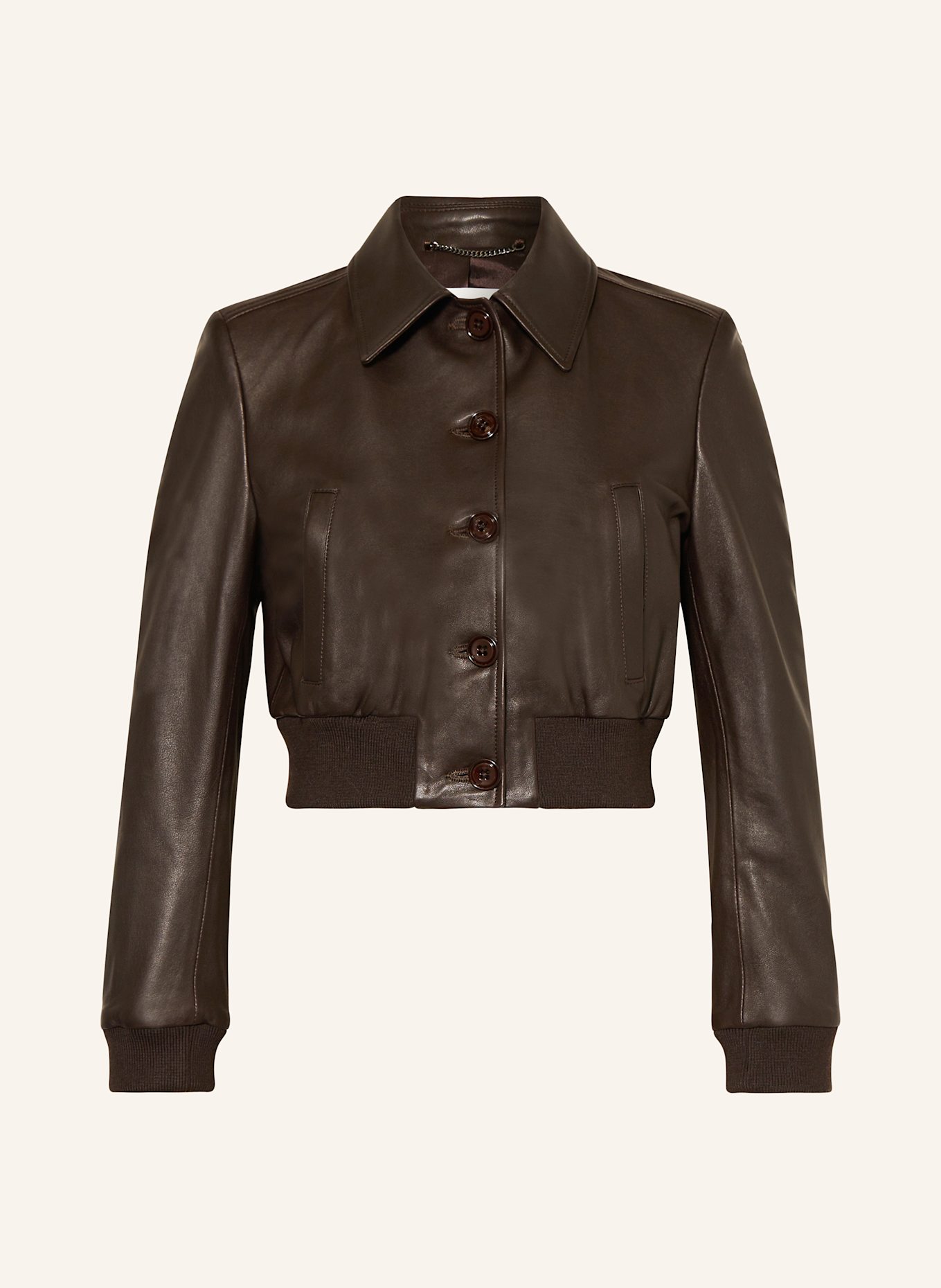 DOROTHEE SCHUMACHER Veste courte en cuir SLEEK STATEMENT en marron