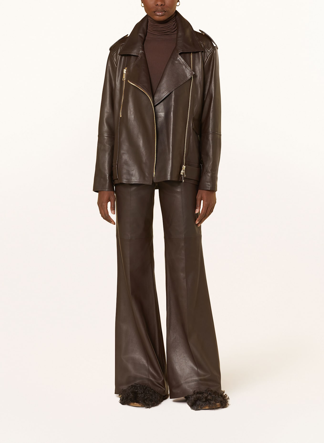 DOROTHEE SCHUMACHER Lederjacke SLEEK STATEMENT: DUNKELBRAUN