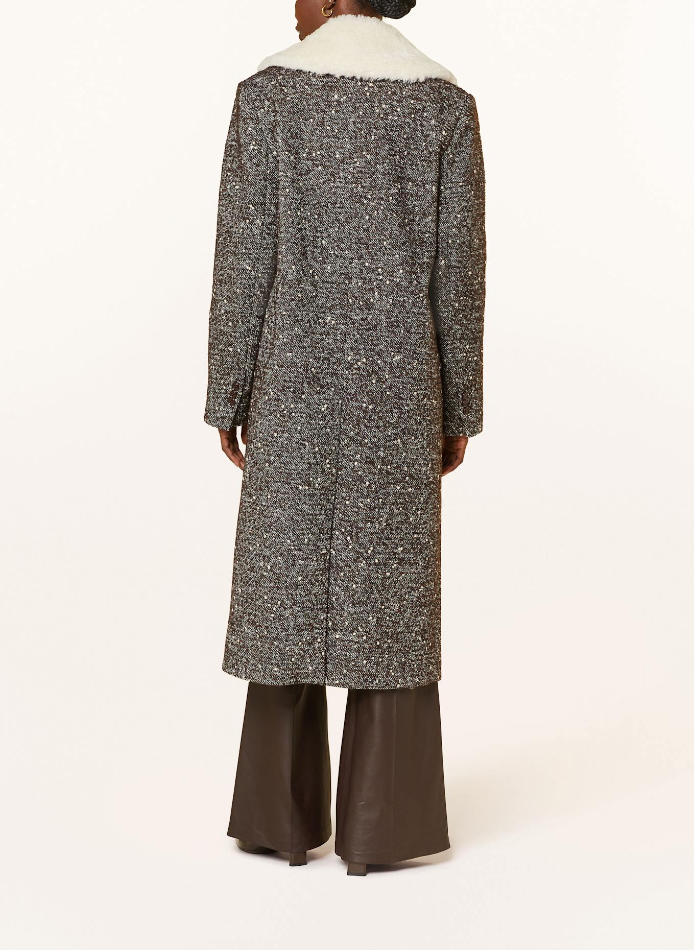 DOROTHEE SCHUMACHER Mantel COZY ATTRACTION mit abnehmbarem Kragen: WEISS / BRAUN / GRAU