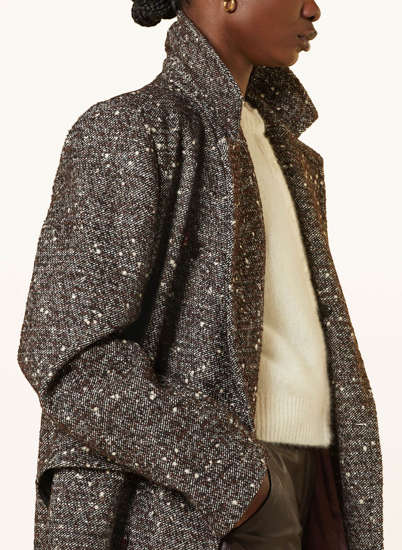 DOROTHEE SCHUMACHER Mantel COZY ATTRACTION mit abnehmbarem Kragen: WEISS / BRAUN / GRAU