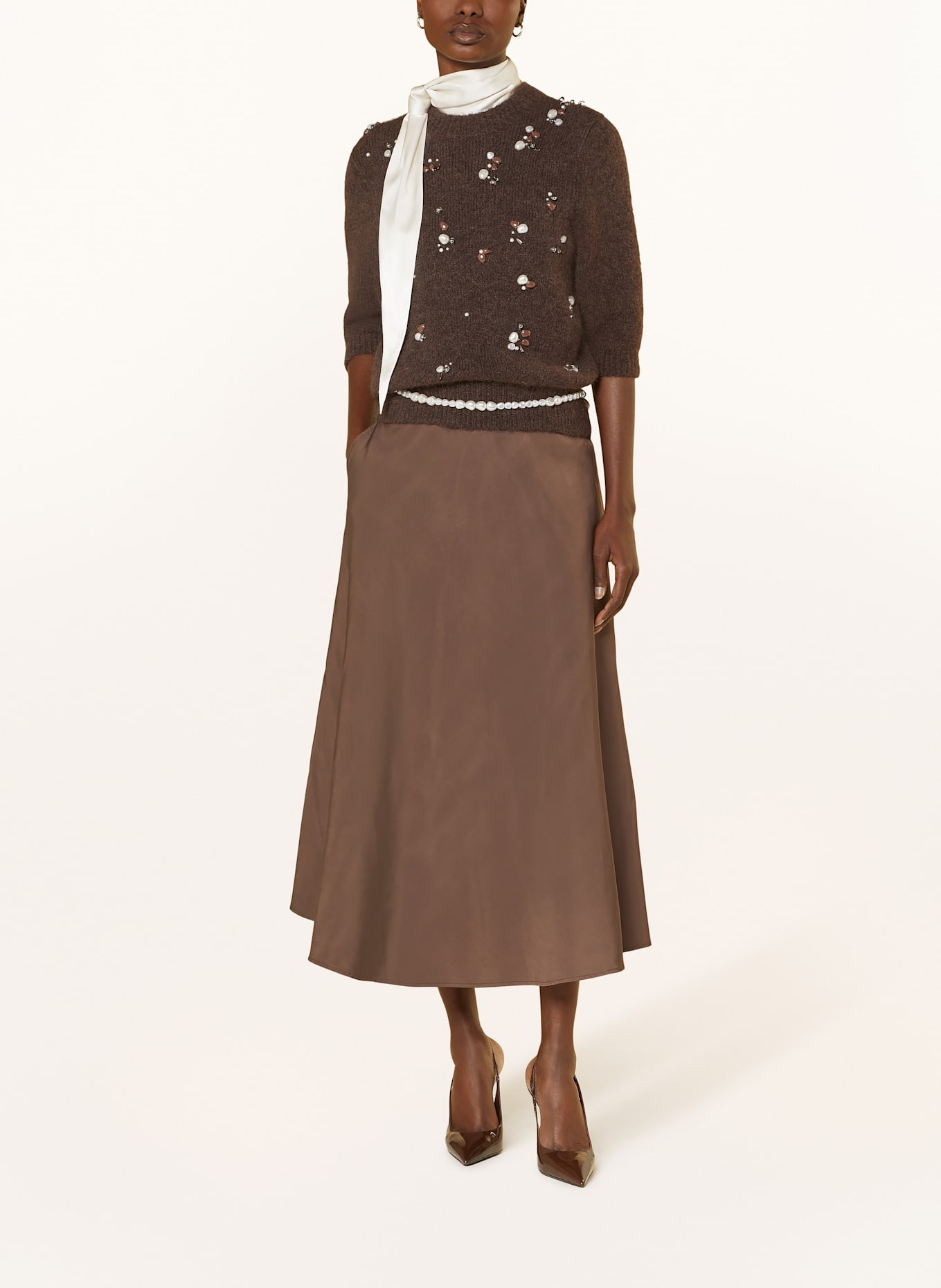 DOROTHEE SCHUMACHER Pullover LOVING TOUCH mit Schmucksteinen: DUNKELBRAUN