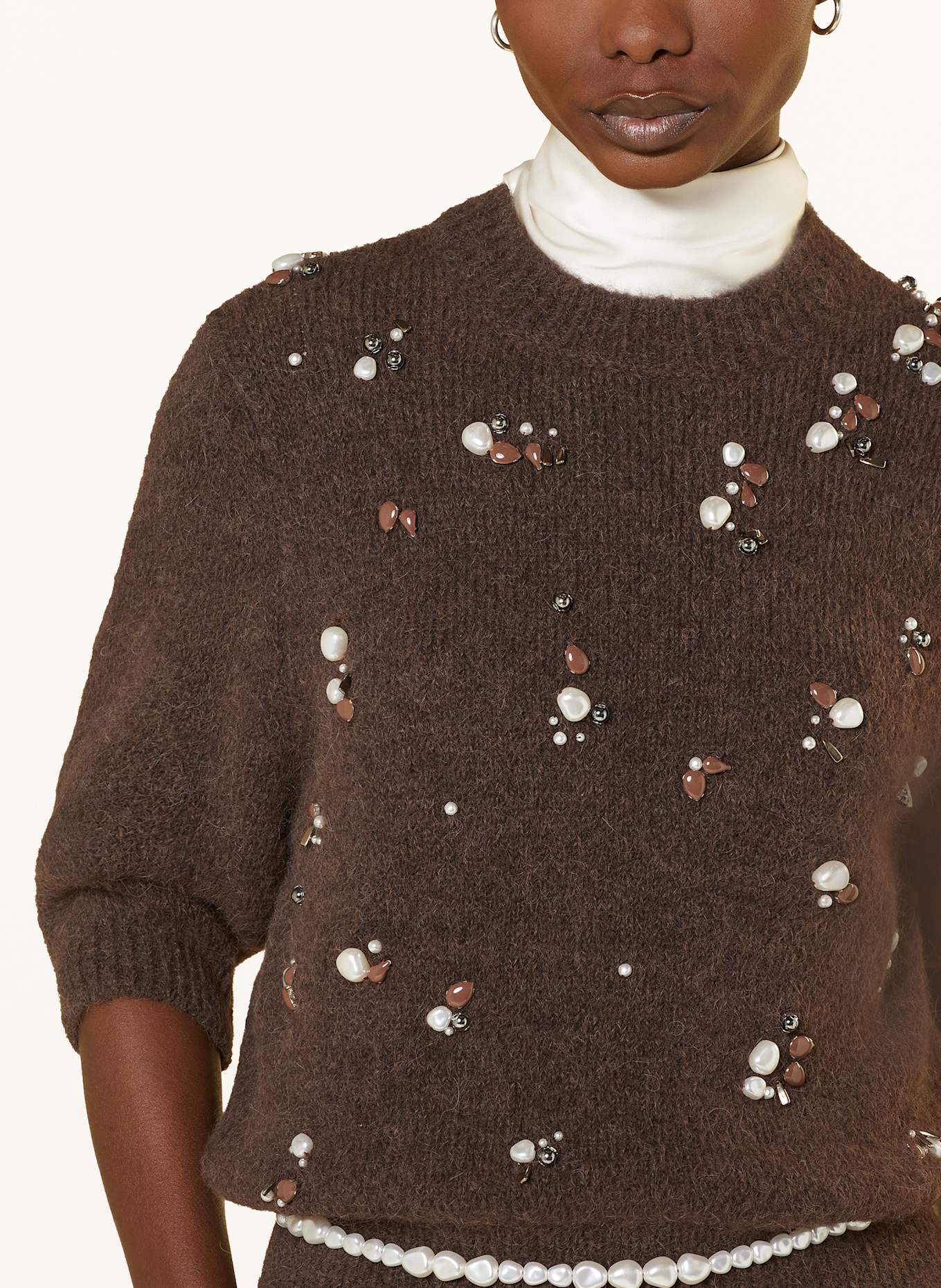 DOROTHEE SCHUMACHER Pullover LOVING TOUCH mit Schmucksteinen: DUNKELBRAUN