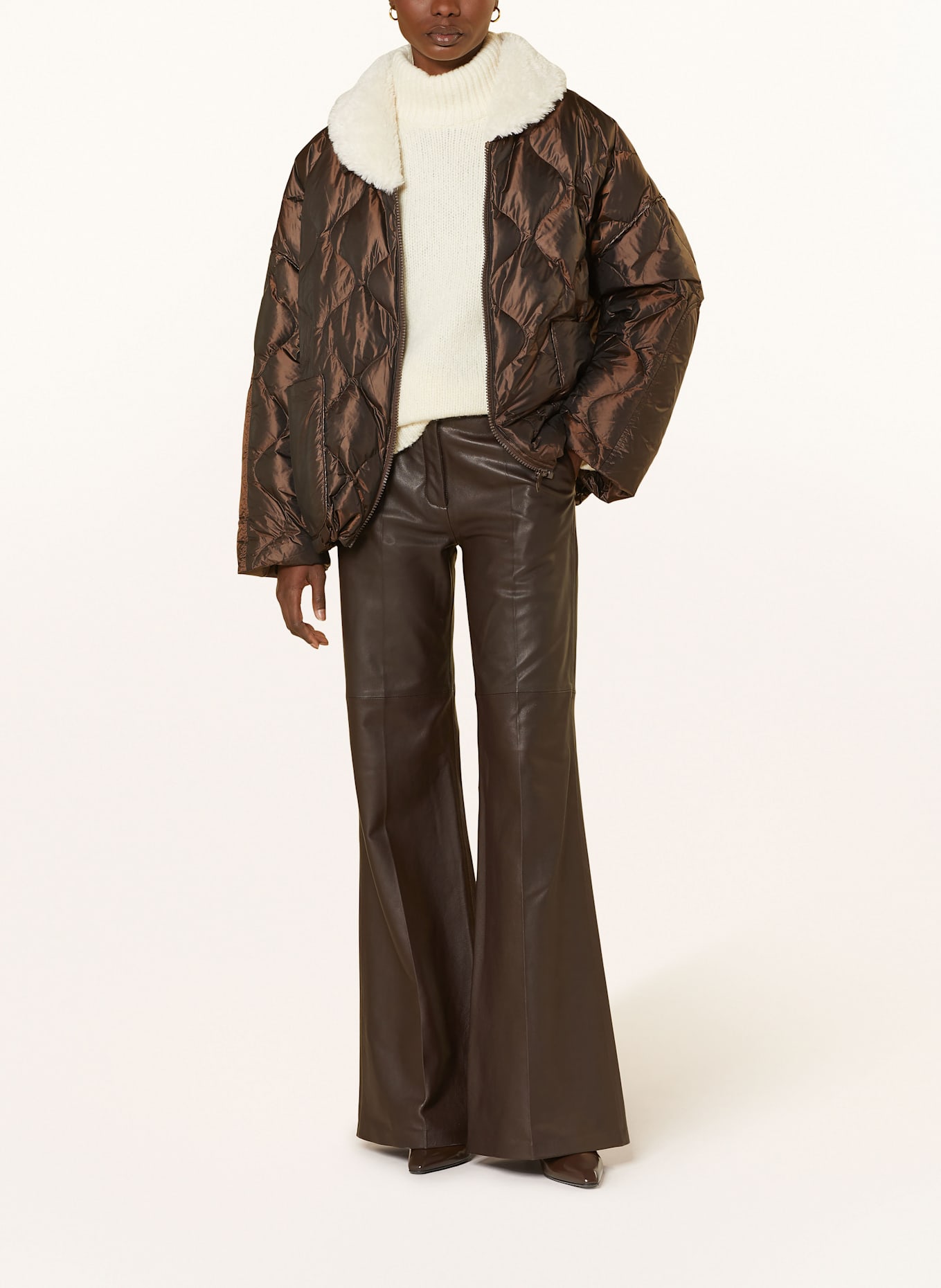 DOROTHEE SCHUMACHER Leather trousers SLEEK STATEMENT: DARK BROWN