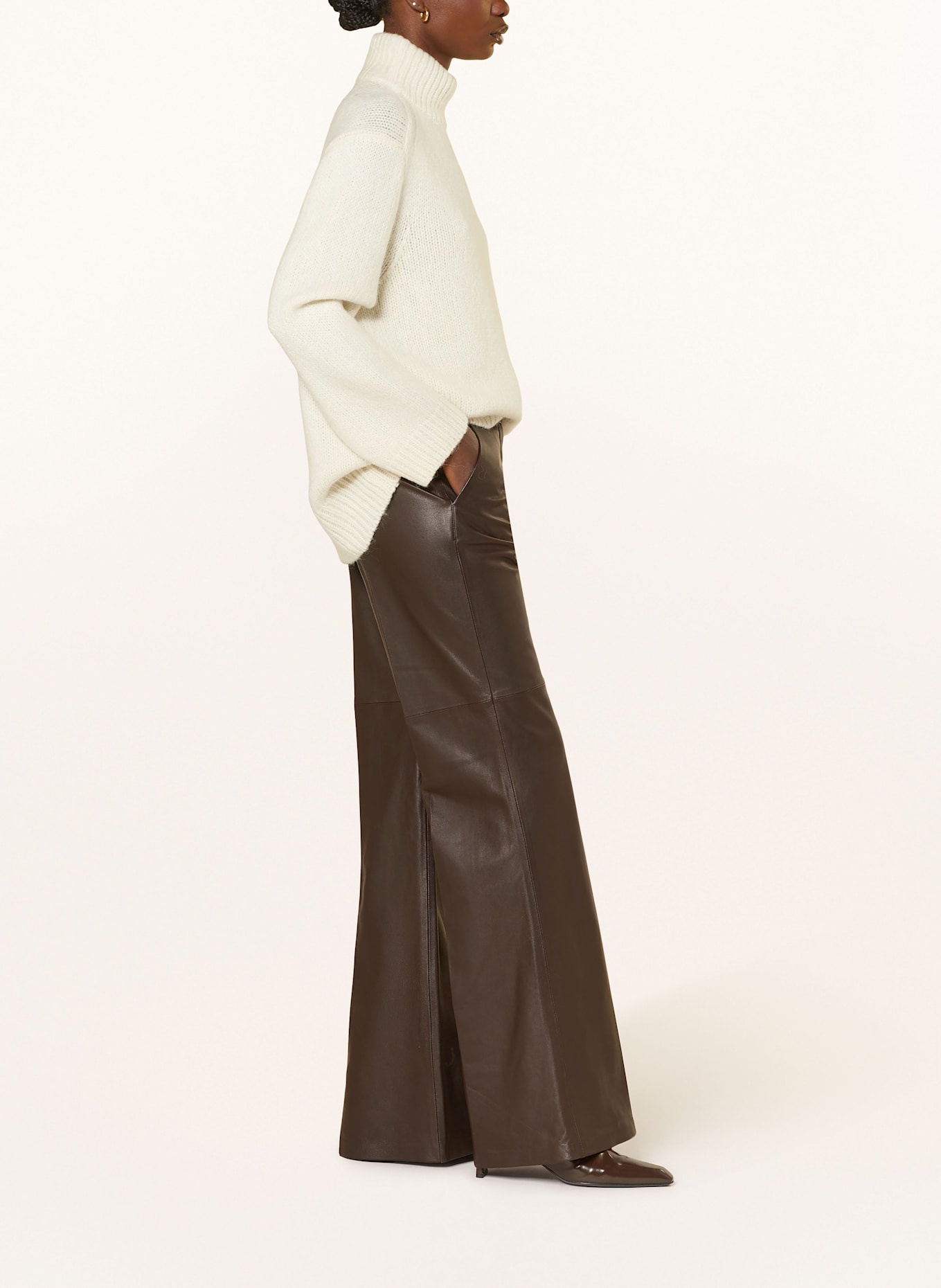 DOROTHEE SCHUMACHER Leather trousers SLEEK STATEMENT: DARK BROWN