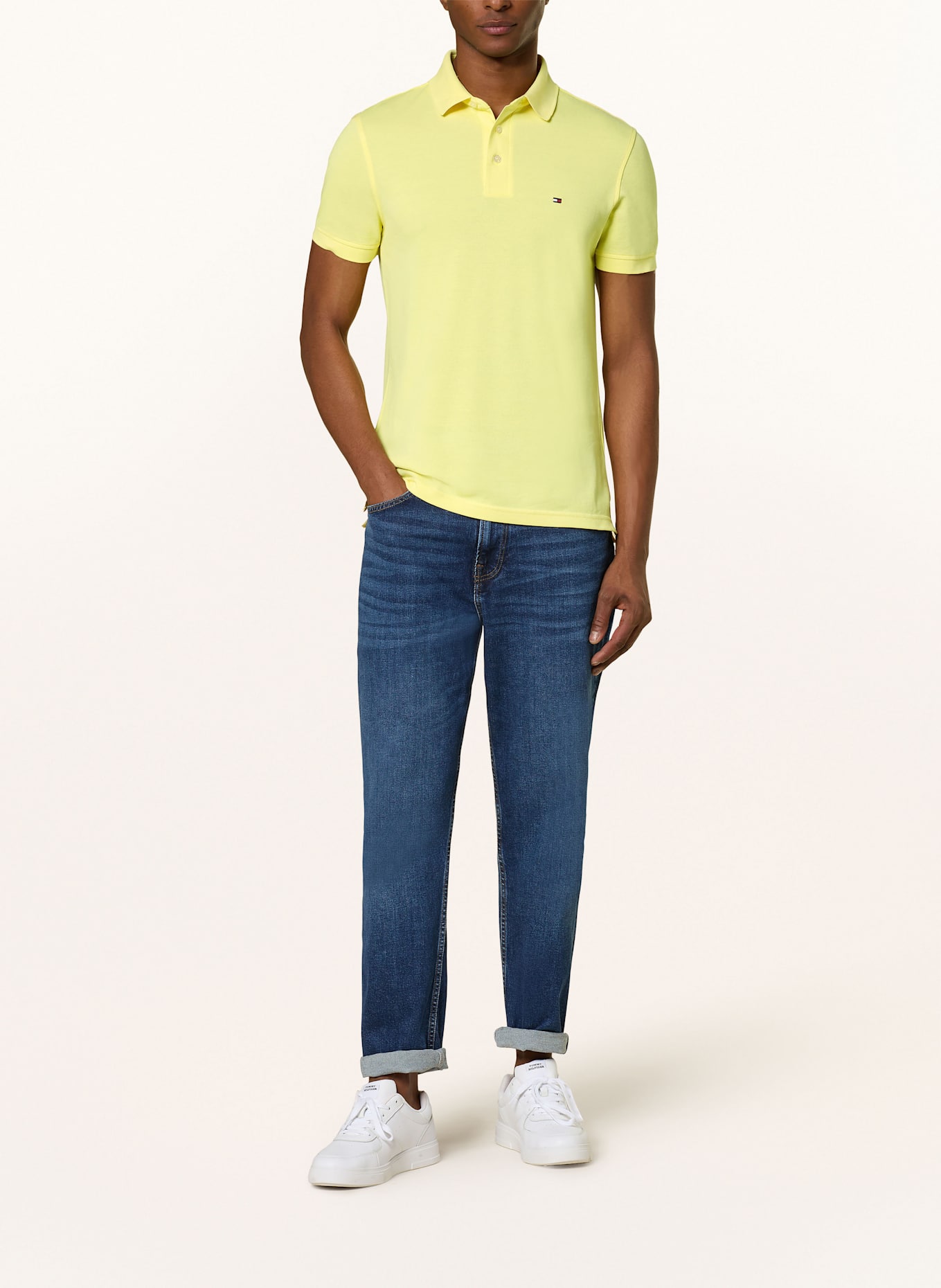 TOMMY HILFIGER Piqué-Poloshirt Slim Fit: GELB