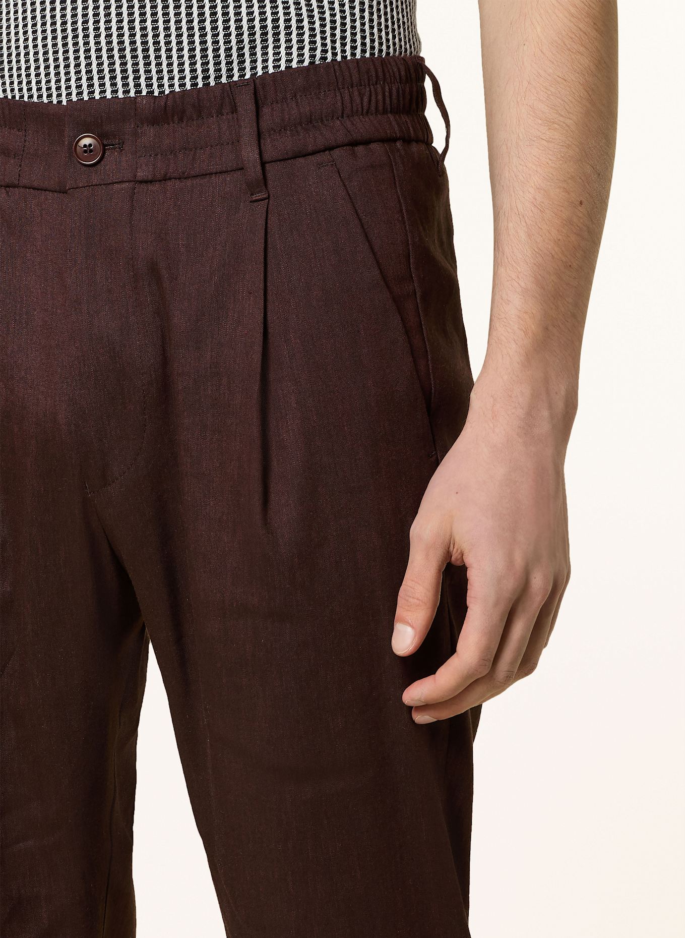 DRYKORN Anzughose CHASY Extra Slim Fit mit Leinen: DUNKELROT