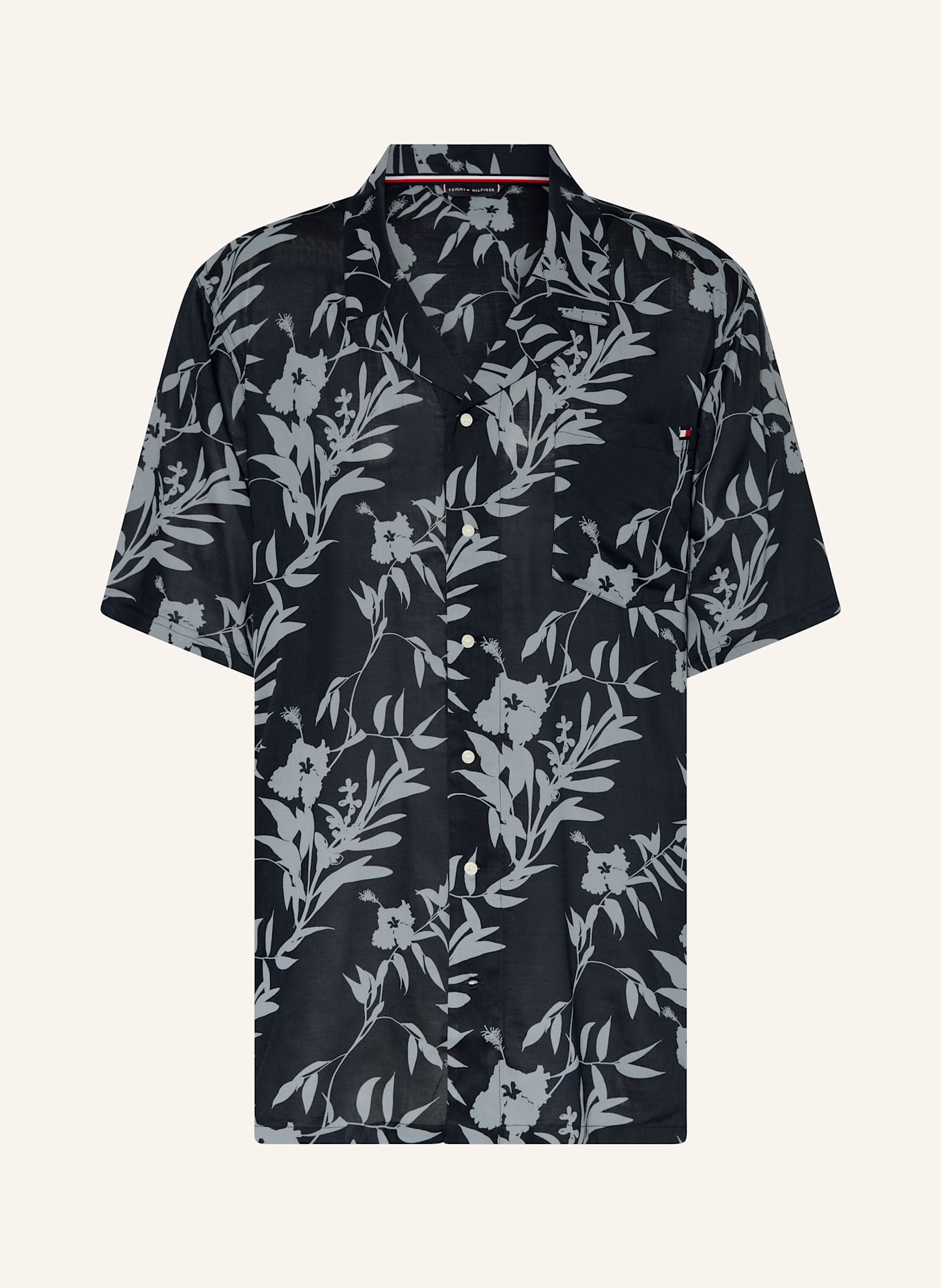 TOMMY HILFIGER Resorthemd Comfort Fit: DUNKELBLAU / BLAUGRAU