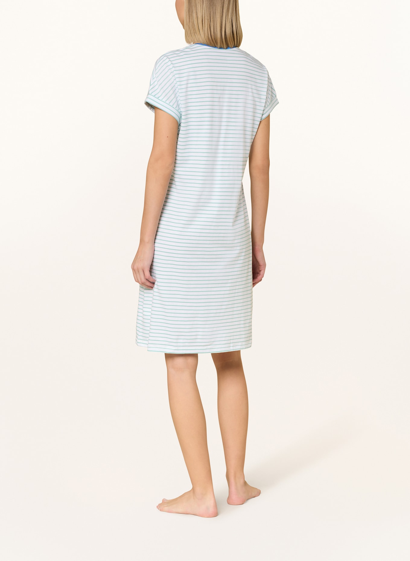 SCHIESSER Noční košile CASUAL ESSENTIALS: MODRÁ / BÍLÁ