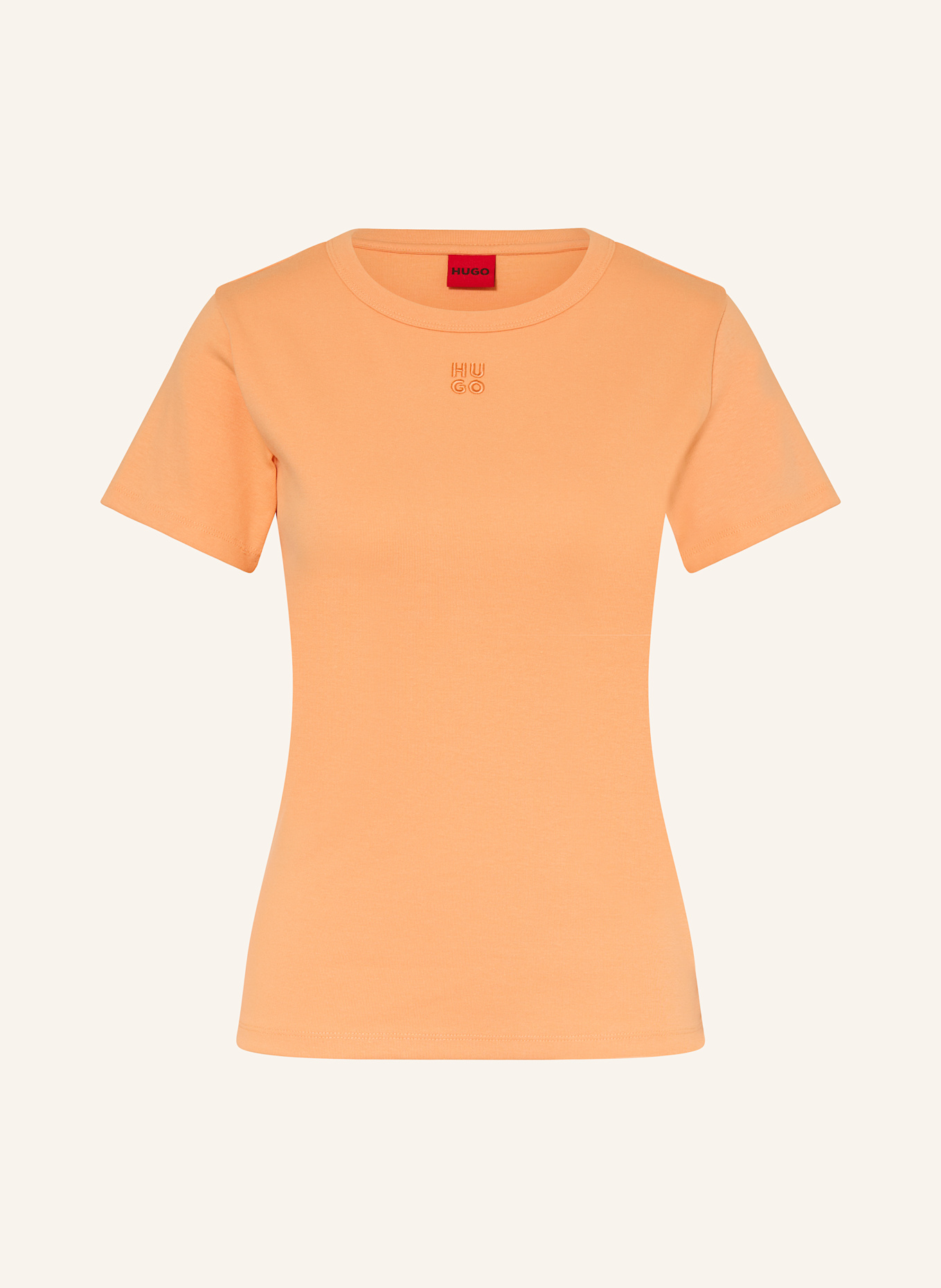 HUGO Tričko DELORIS: TMAVĚ ORANŽOVÁ