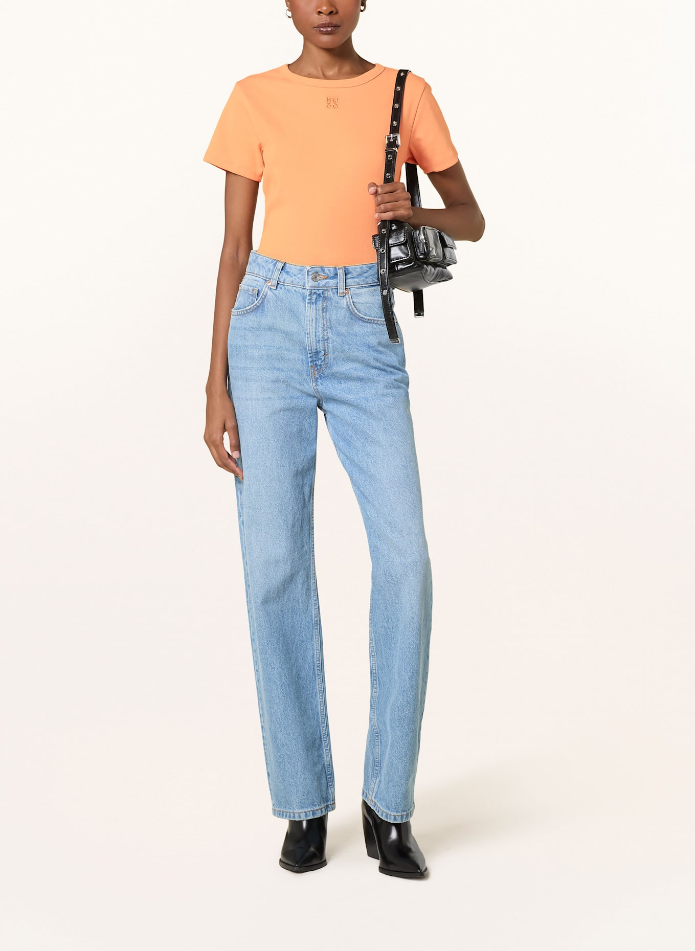 HUGO Tričko DELORIS: TMAVĚ ORANŽOVÁ