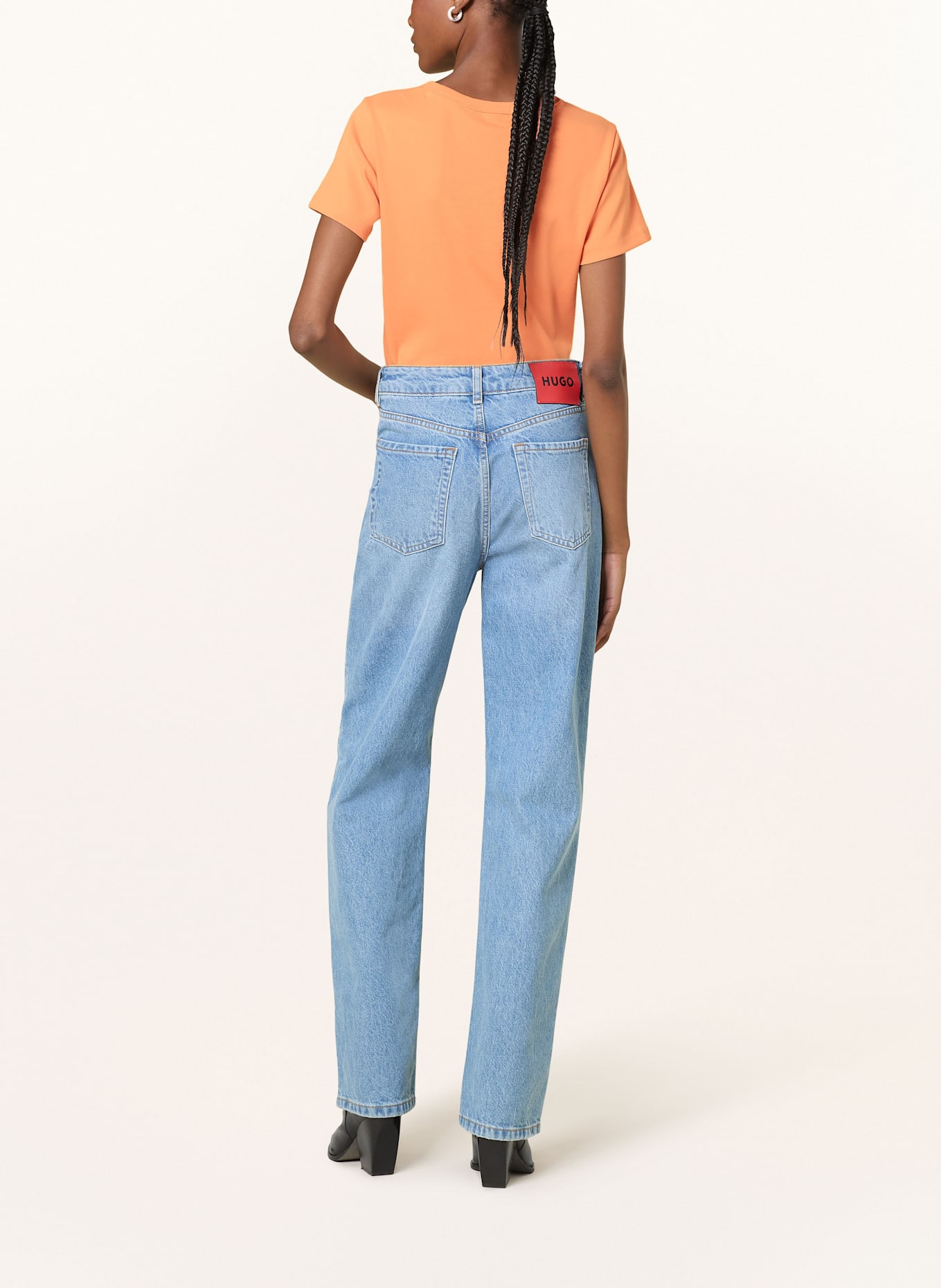 HUGO Tričko DELORIS: TMAVĚ ORANŽOVÁ