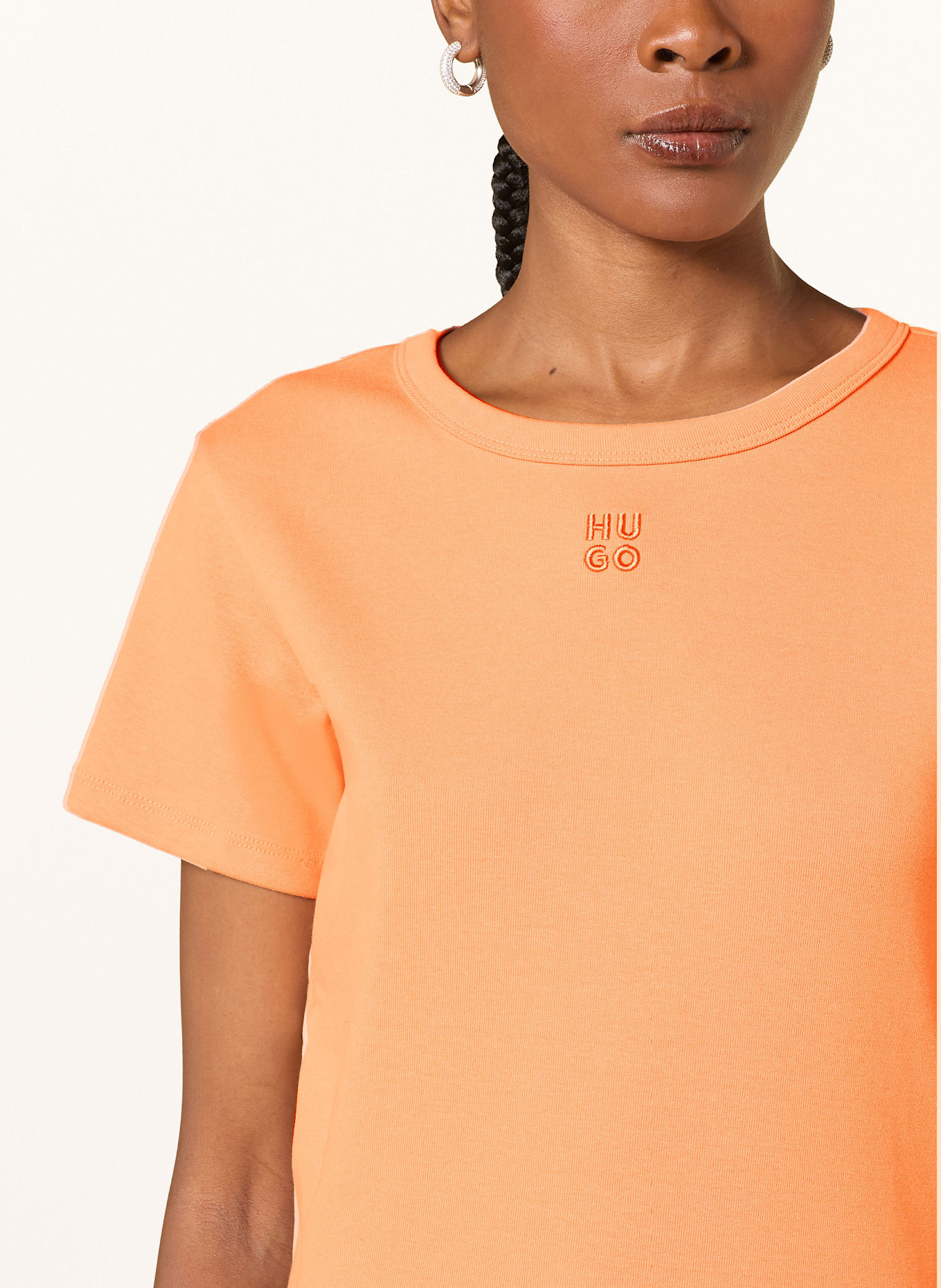 HUGO Tričko DELORIS: TMAVĚ ORANŽOVÁ