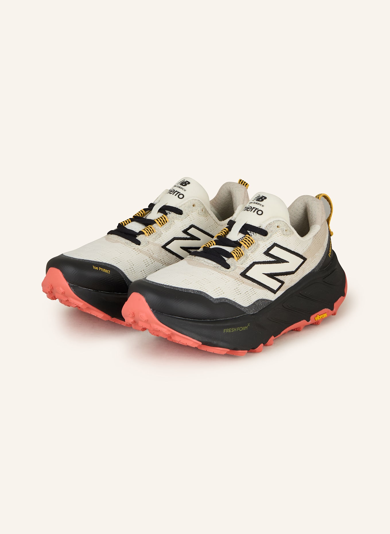 new balance Trail running shoes FRESH FOAM X HIERRO V9: ECRU / BLACK / BEIGE