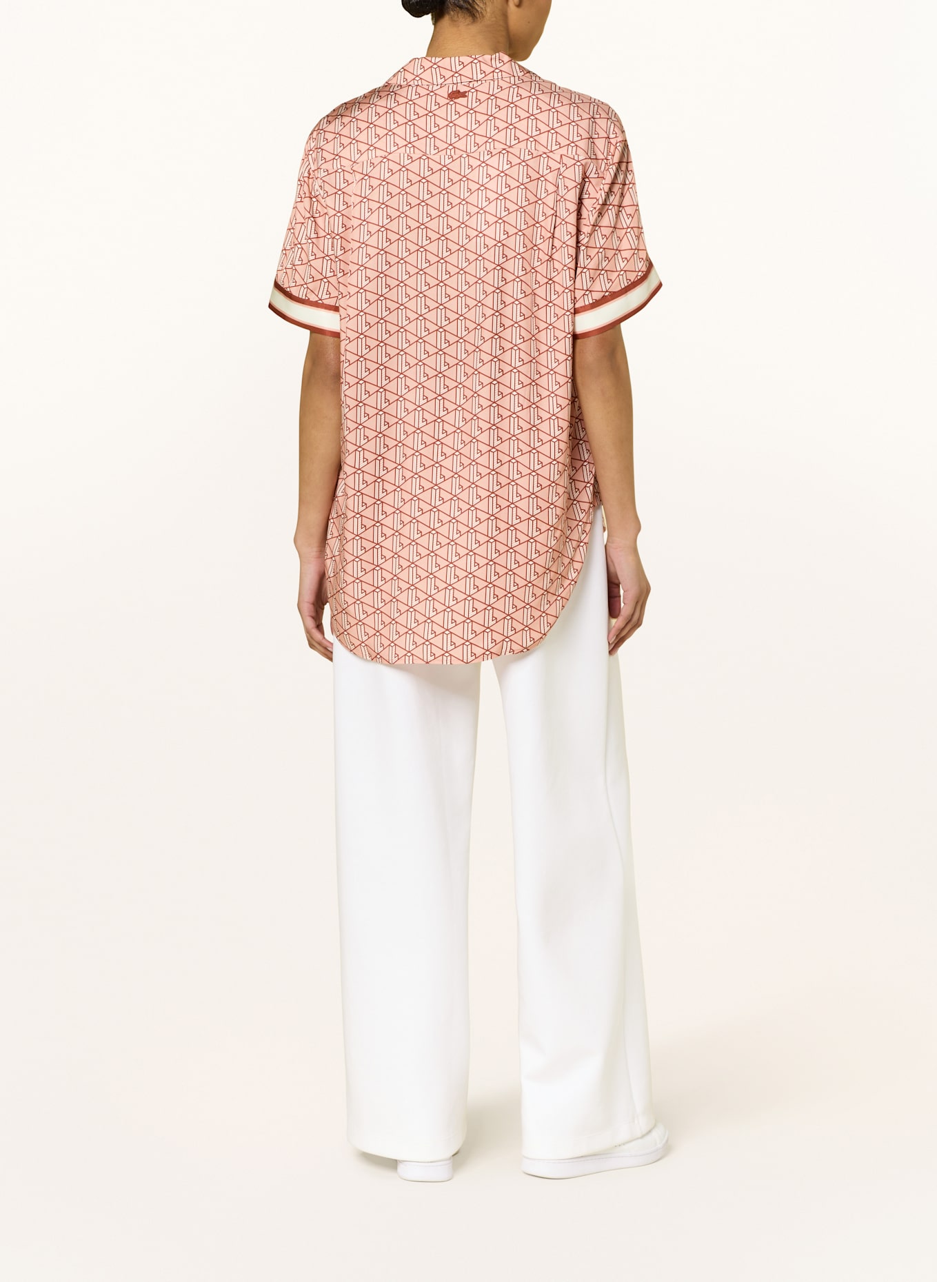 LACOSTE Satinbluse: ROSA/ DUNKELROT/ CREME