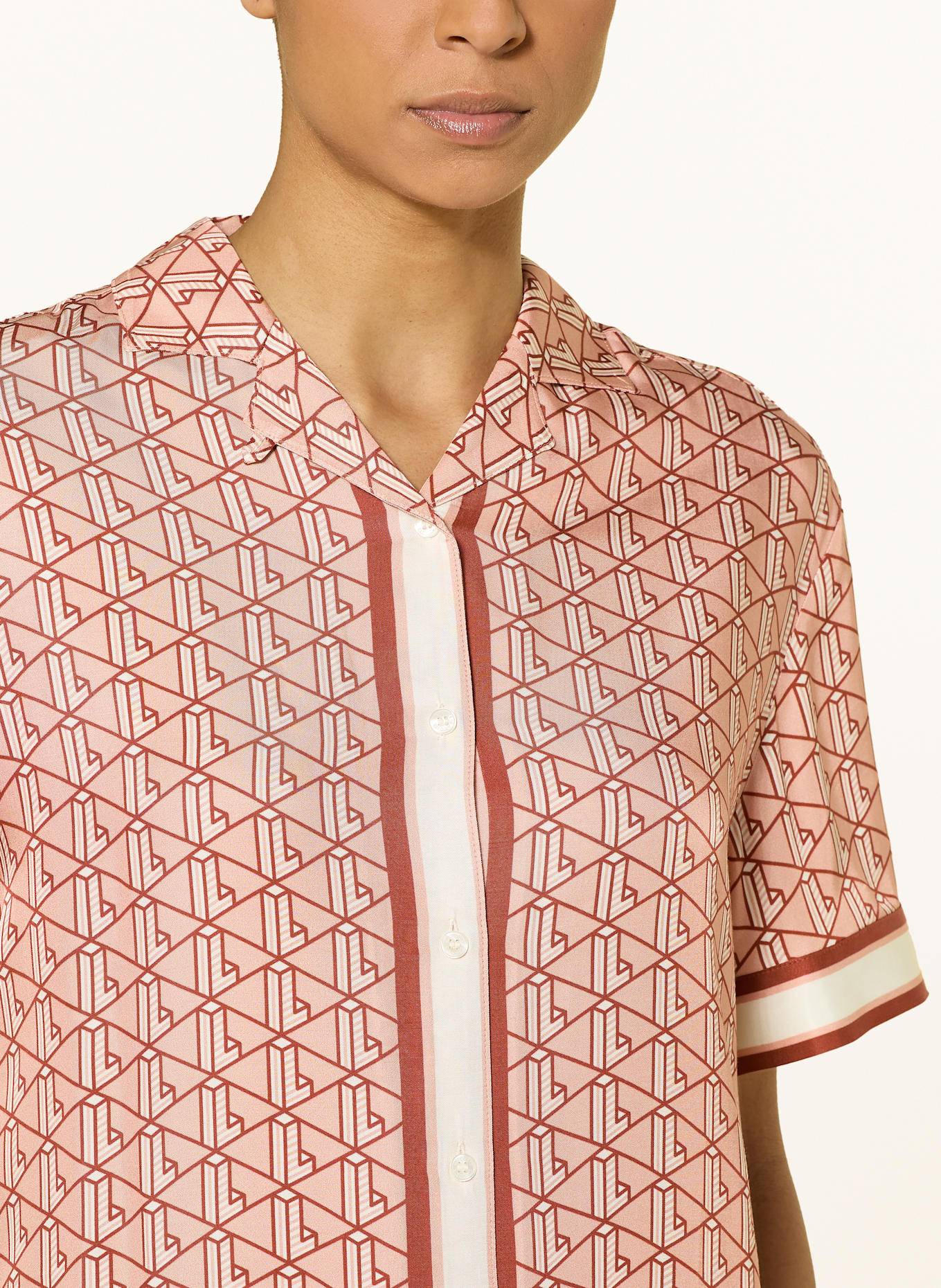 LACOSTE Satinbluse: ROSA/ DUNKELROT/ CREME