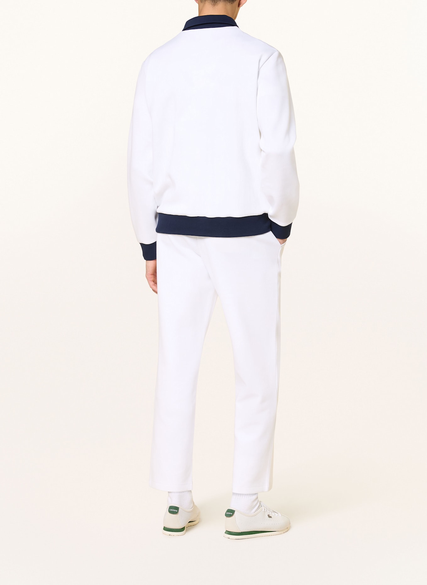 LACOSTE Trainingsjacke HERITAGE: WEISS/ DUNKELBLAU