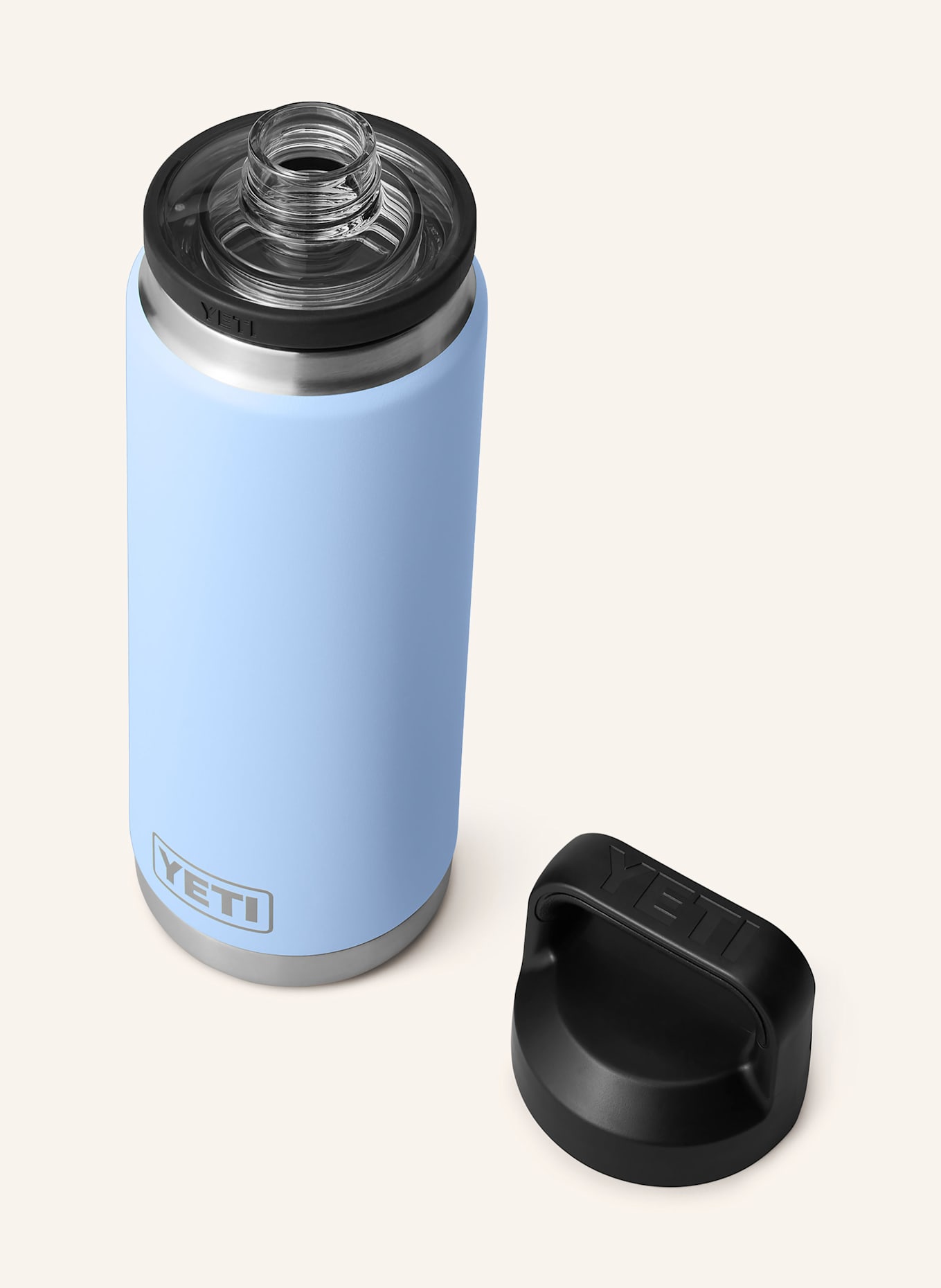 YETI Isolierflasche RAMBLER®: HELLBLAU / SCHWARZ / SILBER