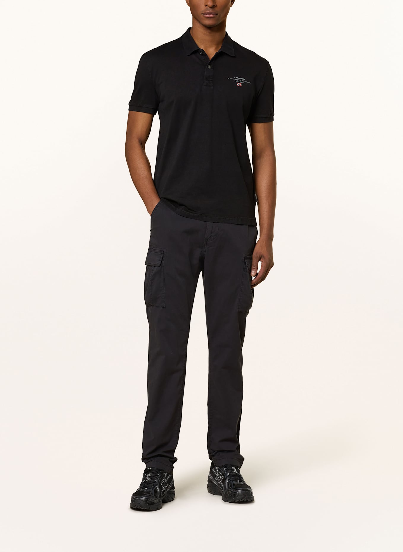 NAPAPIJRI ELBAS Regula Fit jersey polo shirt: BLACK
