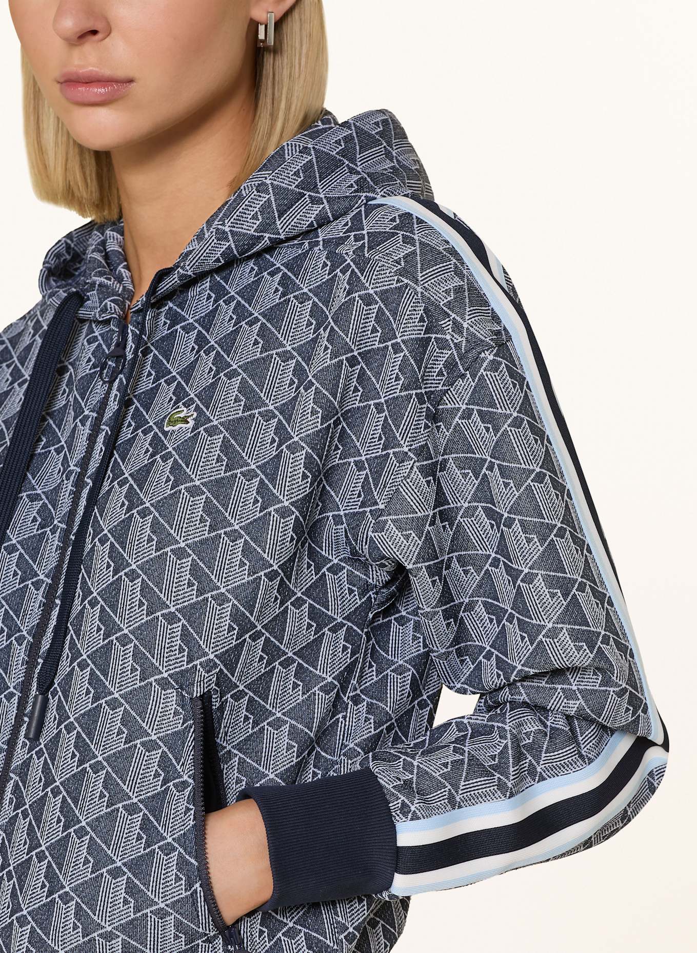 LACOSTE Sweatjacke: DUNKELBLAU / HELLBLAU / WEISS