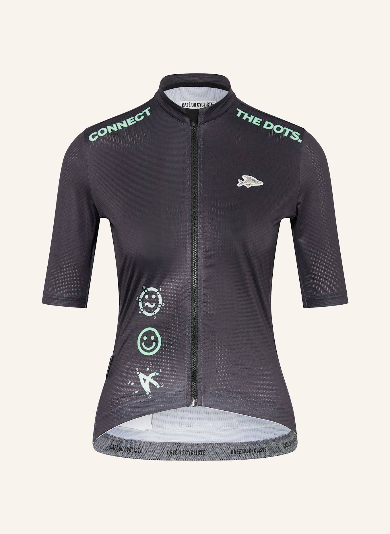 CAFÉ DU CYCLISTE Koszulka rowerowa FLEURETTE: CZIEMNOSZARY / JASNOZIELONY