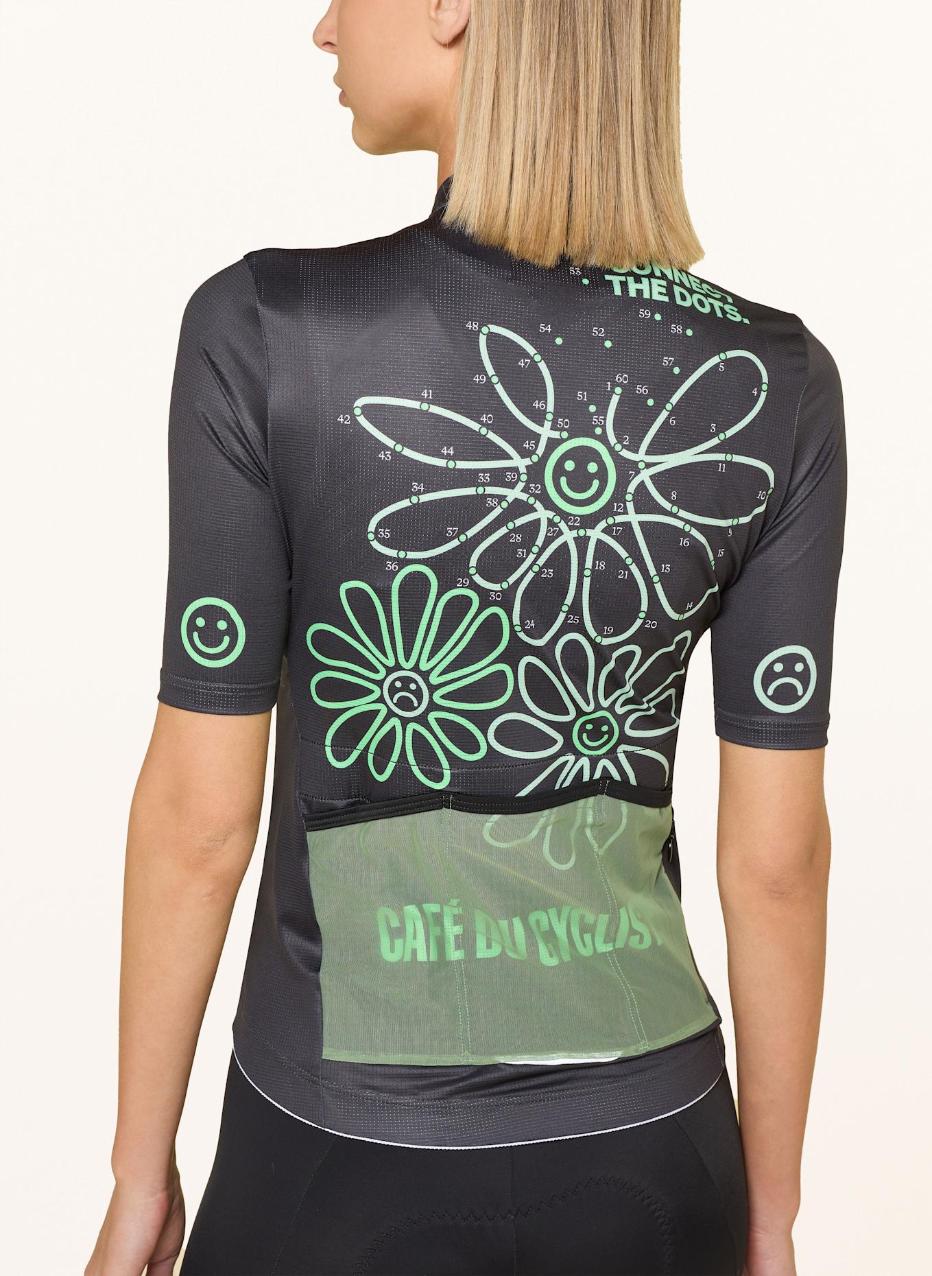 CAFÉ DU CYCLISTE Koszulka rowerowa FLEURETTE: CZIEMNOSZARY / JASNOZIELONY